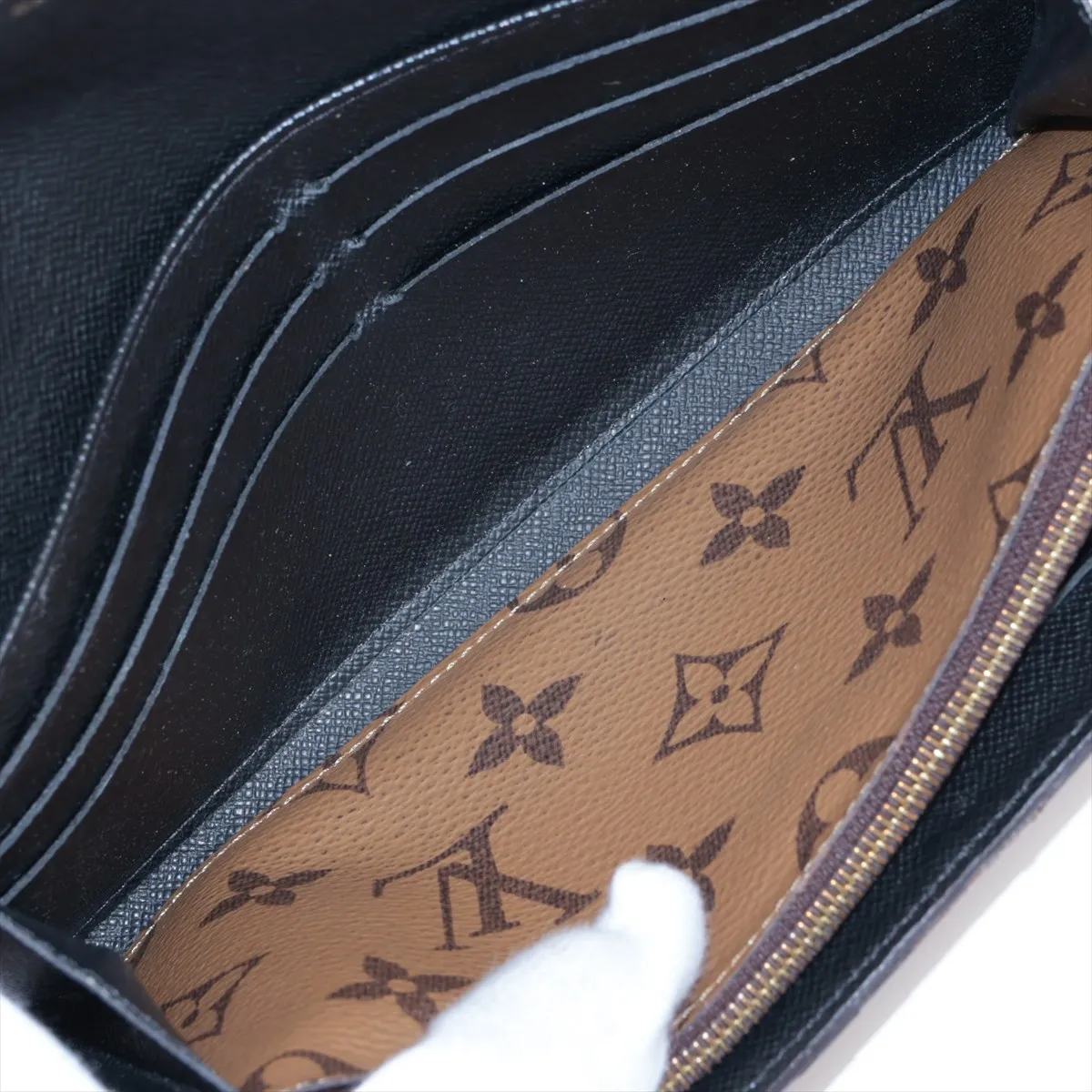 Giant Monogram Reverse Portefeuille Sarah M80726 Marron Long Wallet with initials; RFID detected. — view 5