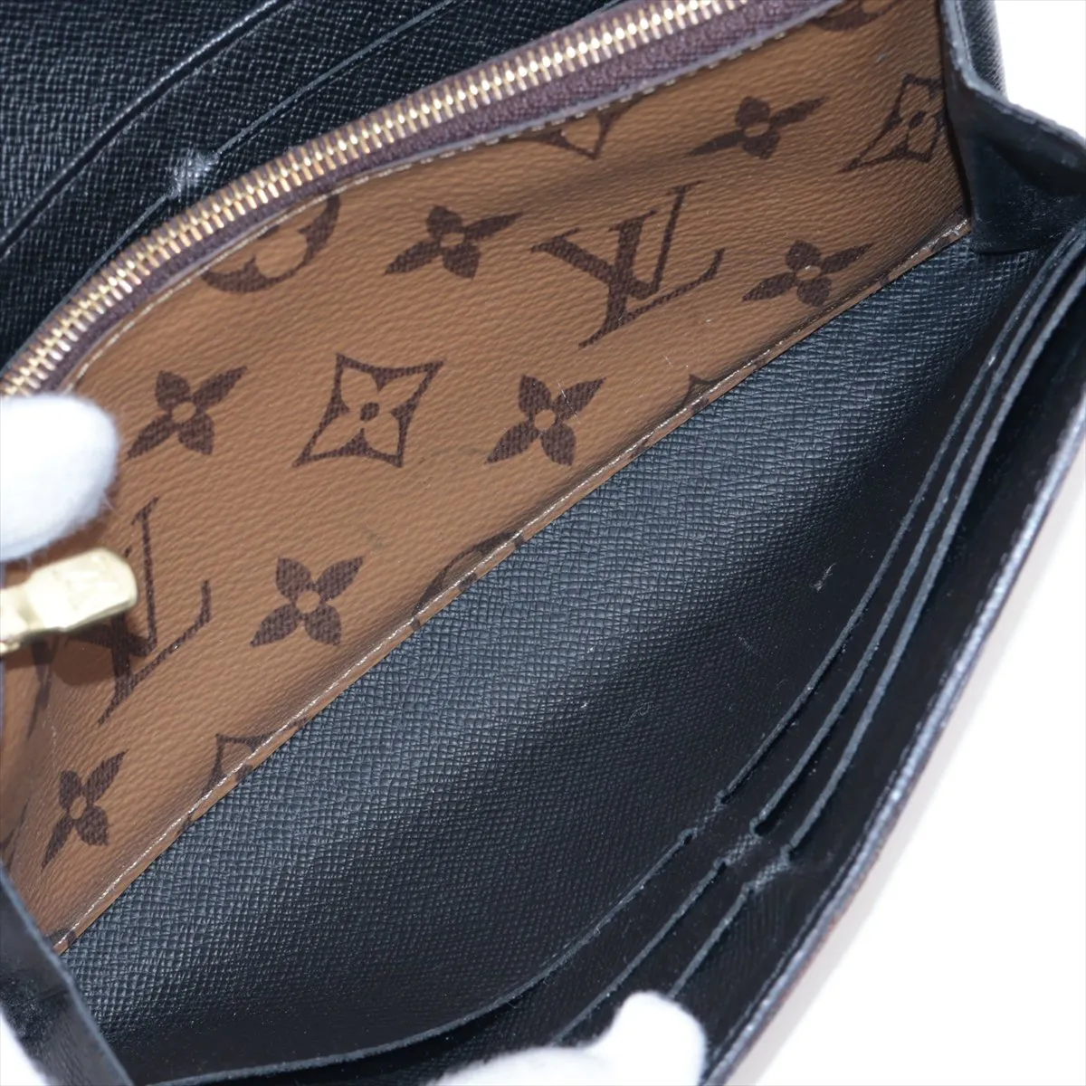 Giant Monogram Reverse Portefeuille Sarah M80726 Marron Long Wallet with initials; RFID detected. — view 6