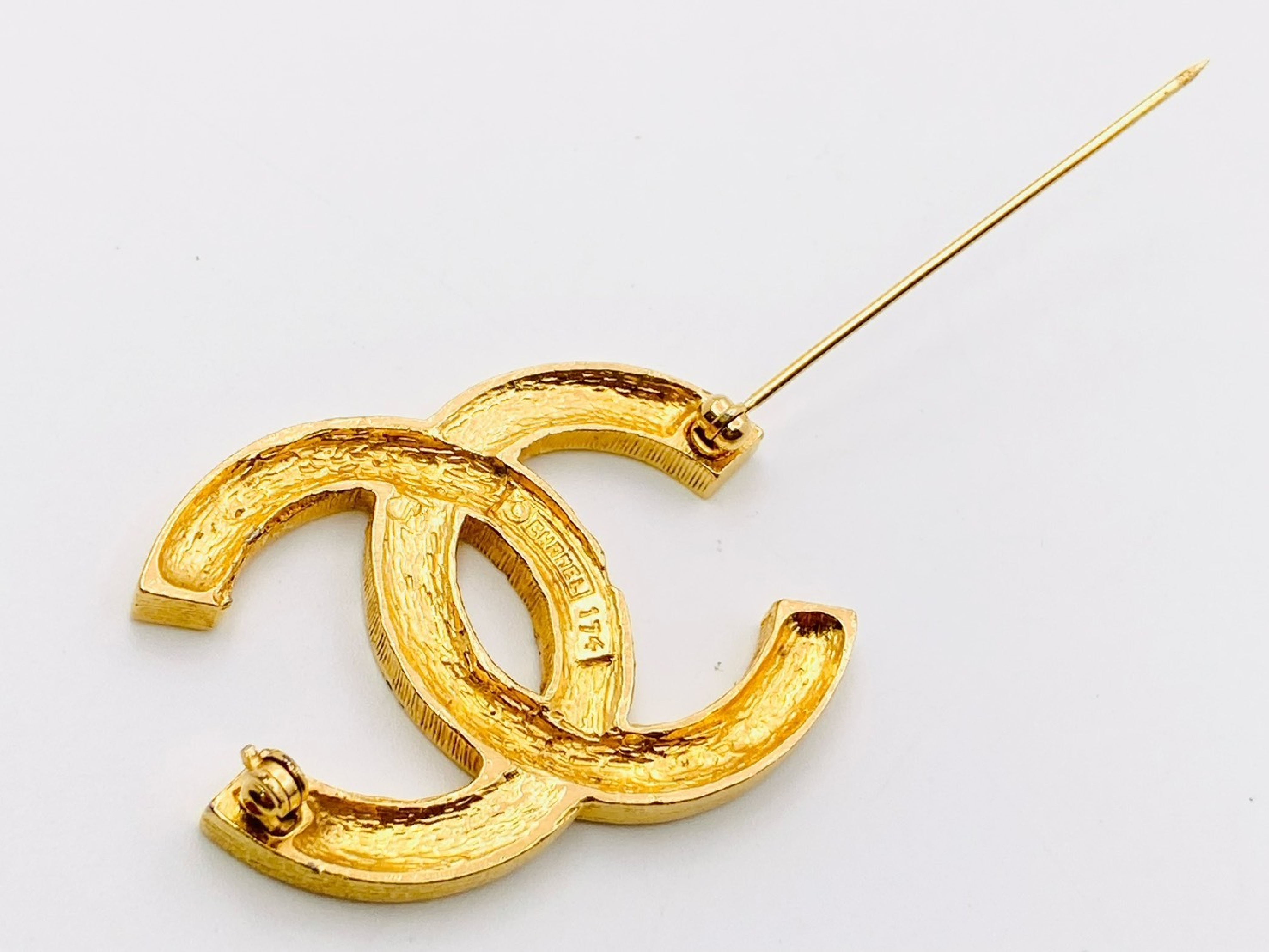 Coco Mark Rhinestone Brooch, Stamped, 174, Gold Brooch — view 3