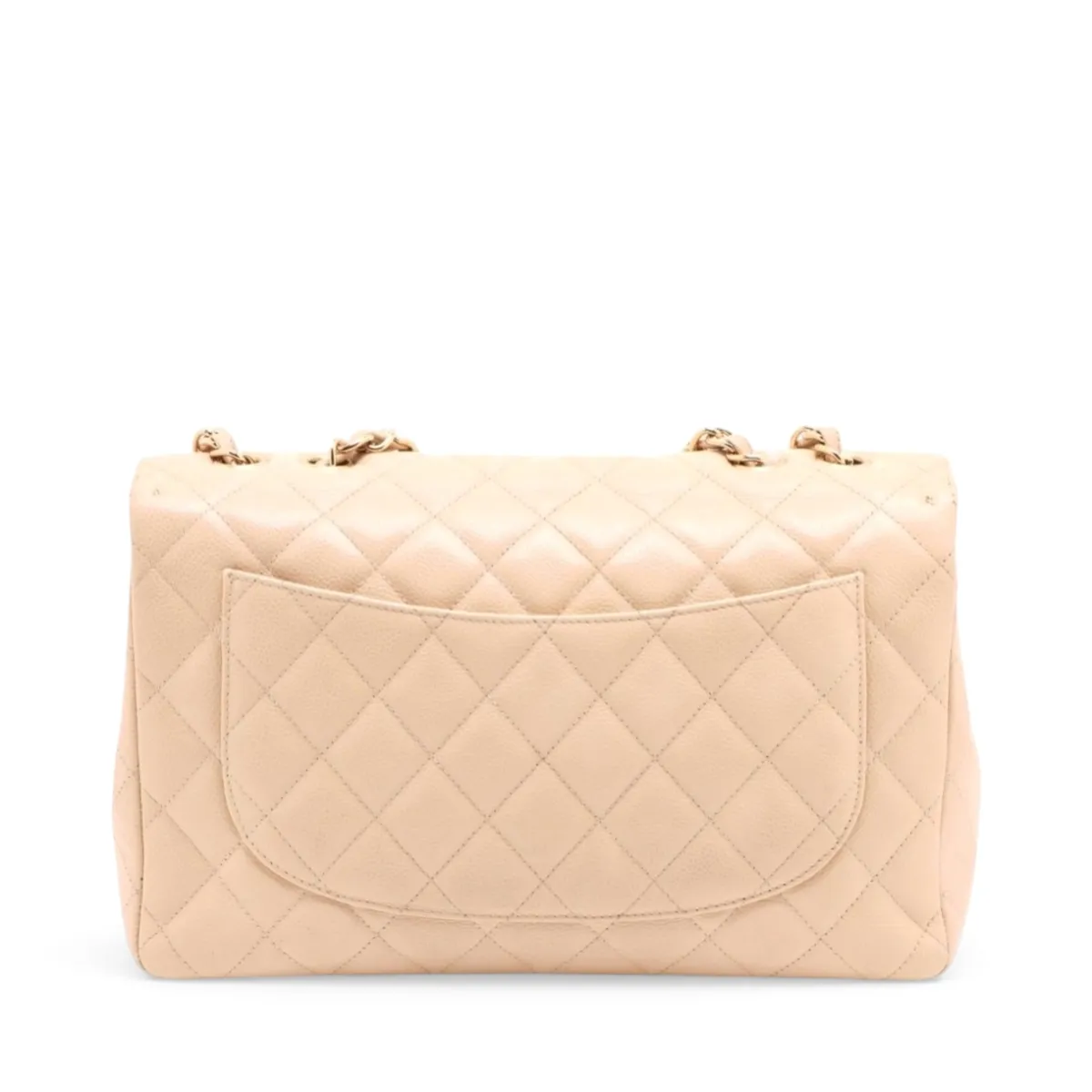 Large Matelassé 30 Caviar Skin Single Flap Double Chain Bag, Beige, Gold Hardware, Serial Number 13-series, A28600 — view 2