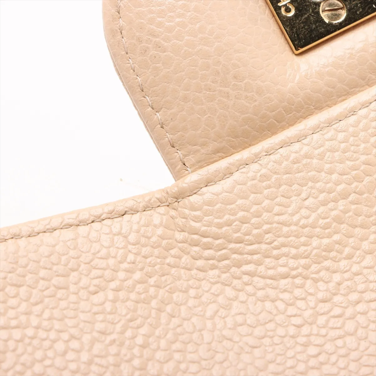 Large Matelassé 30 Caviar Skin Single Flap Double Chain Bag, Beige, Gold Hardware, Serial Number 13-series, A28600 — view 11