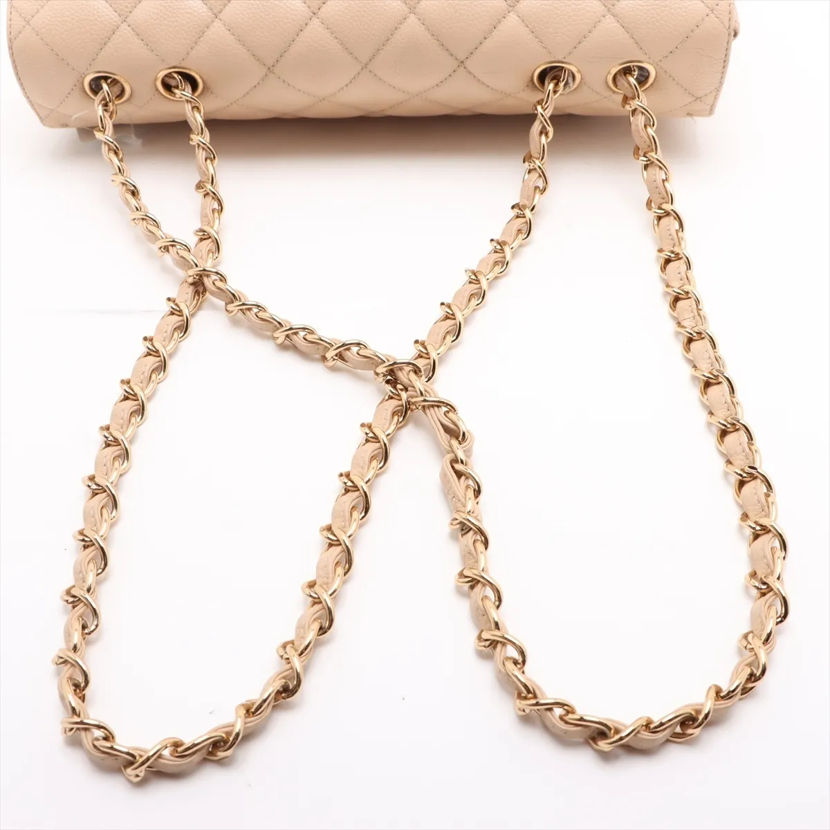 Large Matelassé 30 Caviar Skin Single Flap Double Chain Bag, Beige, Gold Hardware, Serial Number 13-series, A28600 — view 5