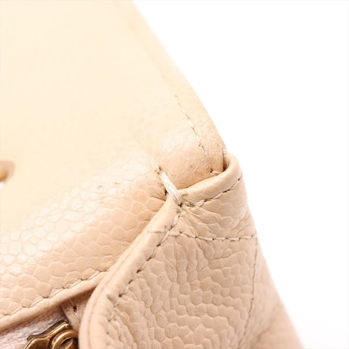 Large Matelassé 30 Caviar Skin Single Flap Double Chain Bag, Beige, Gold Hardware, Serial Number 13-series, A28600 — view 10