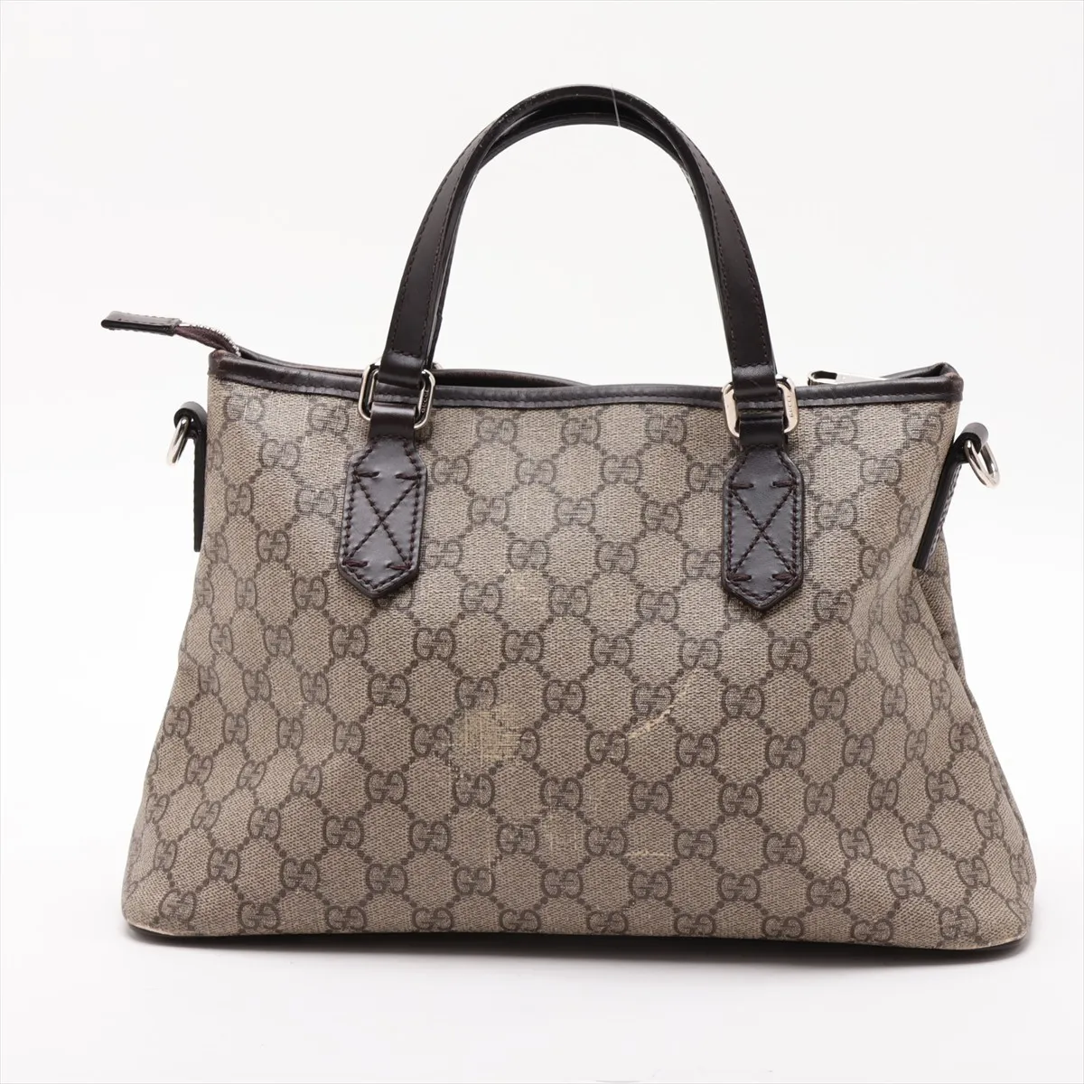 GG Supreme PVC x Leather 2-Way Handbag, Beige x Brown, 429019 — view 2