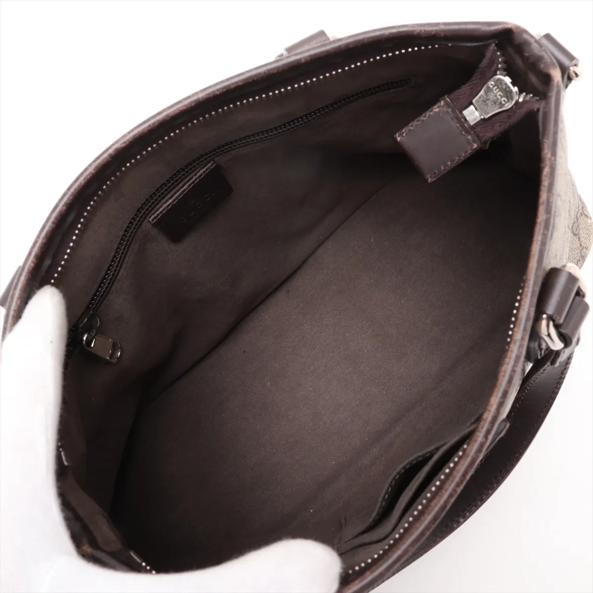 GG Supreme PVC x Leather 2-Way Handbag, Beige x Brown, 429019 — view 8