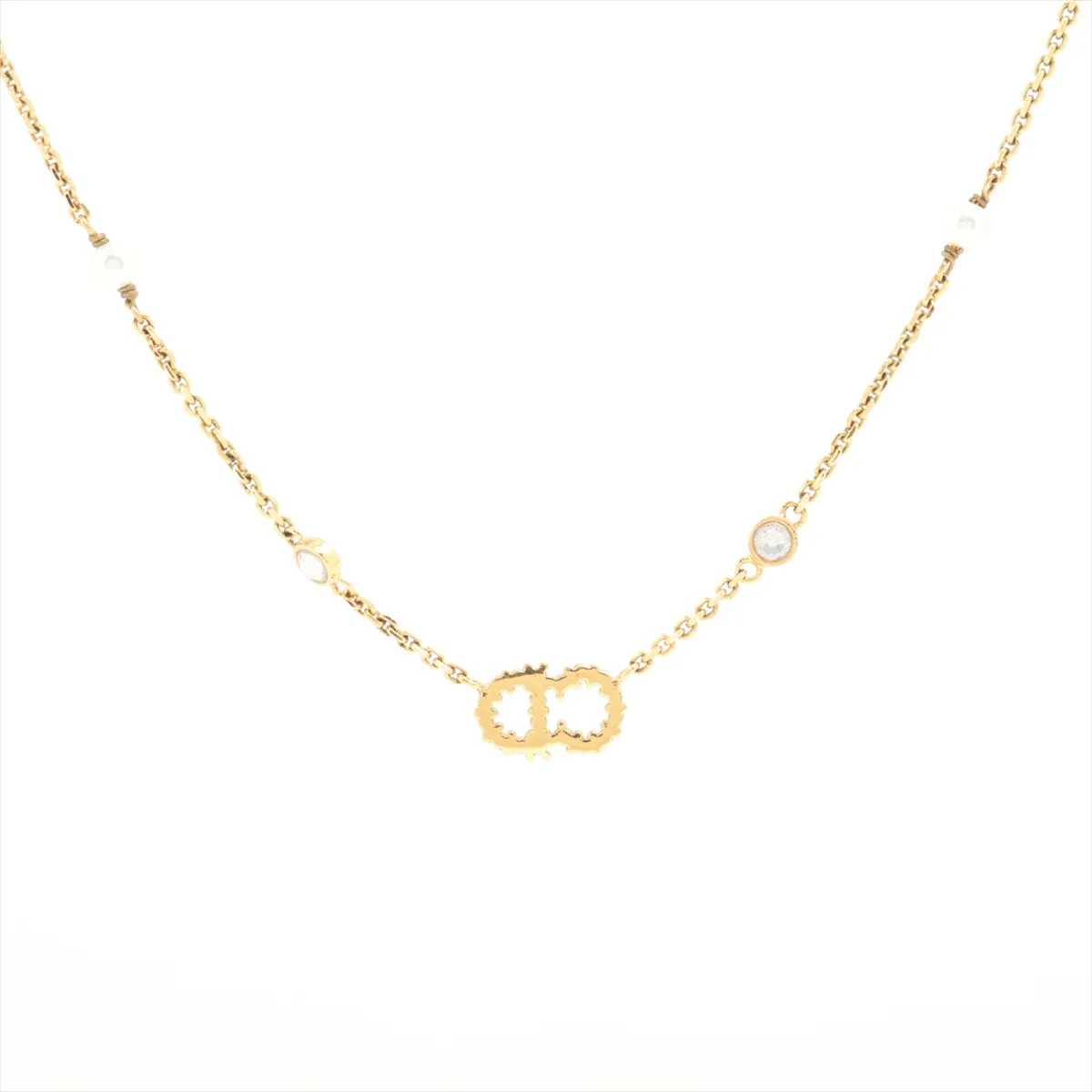 Clair D Lune Necklace GP x Rhinestone x Fake Pearl Gold — view 2