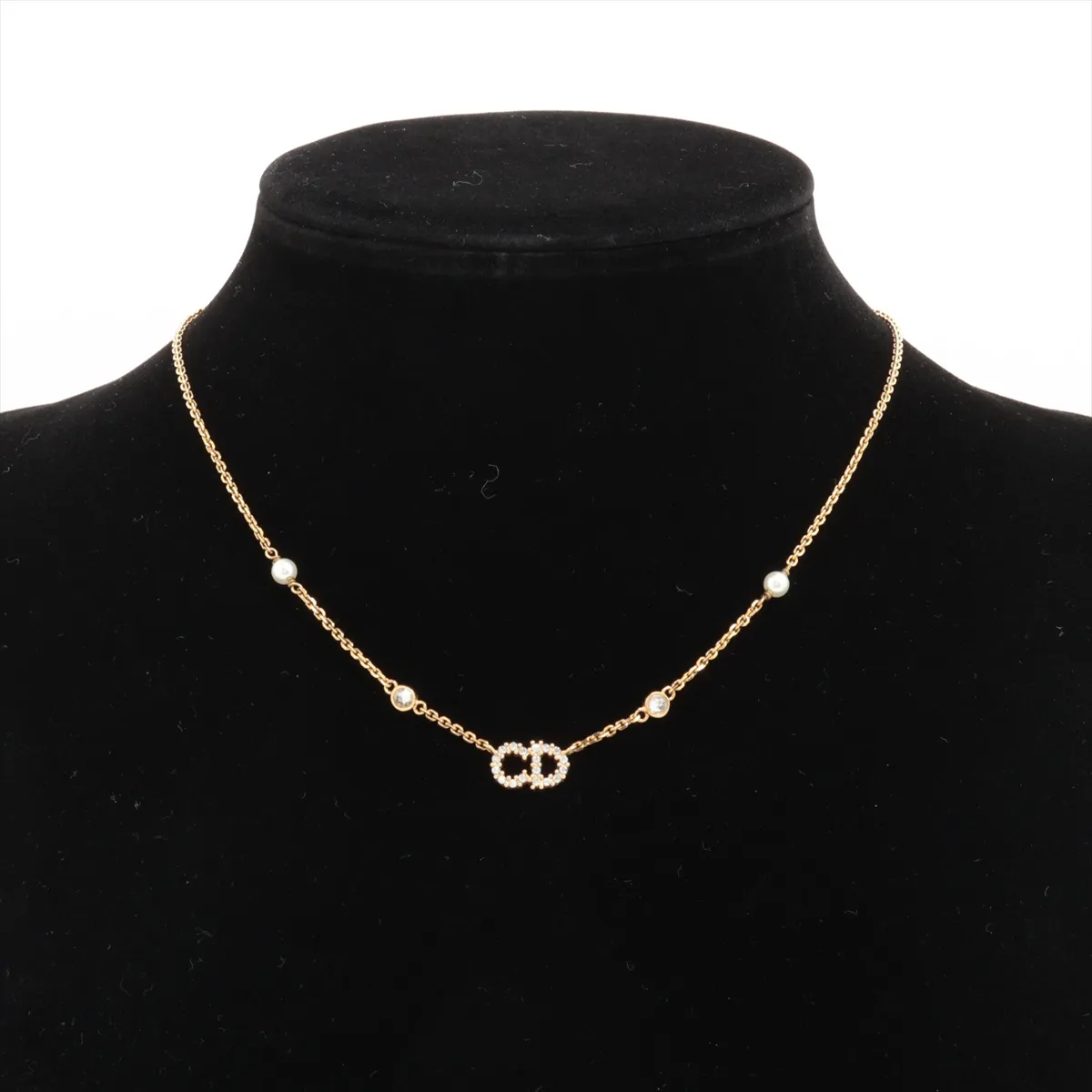 Clair D Lune Necklace GP x Rhinestone x Fake Pearl Gold — view 5
