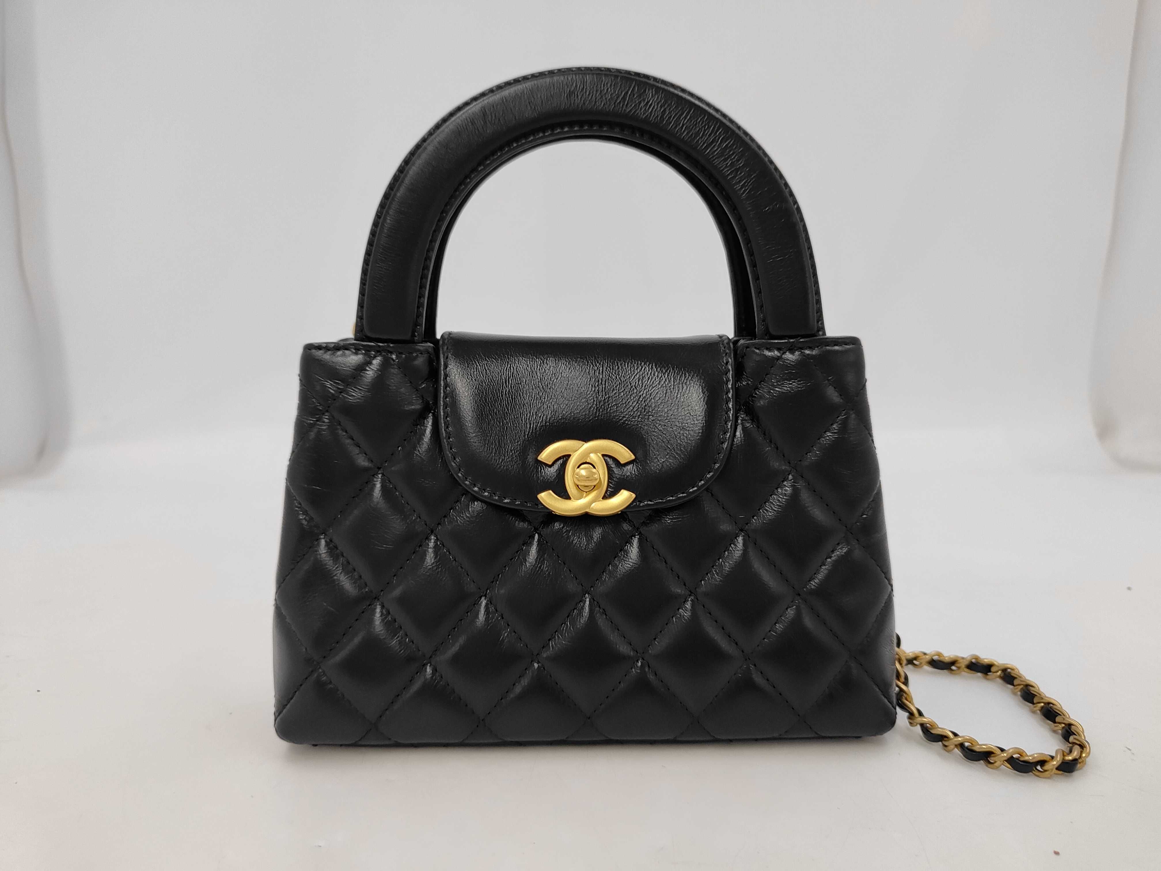 2-Way Chain Shoulder Bag, Lambskin, Black GP Shoulder Bag