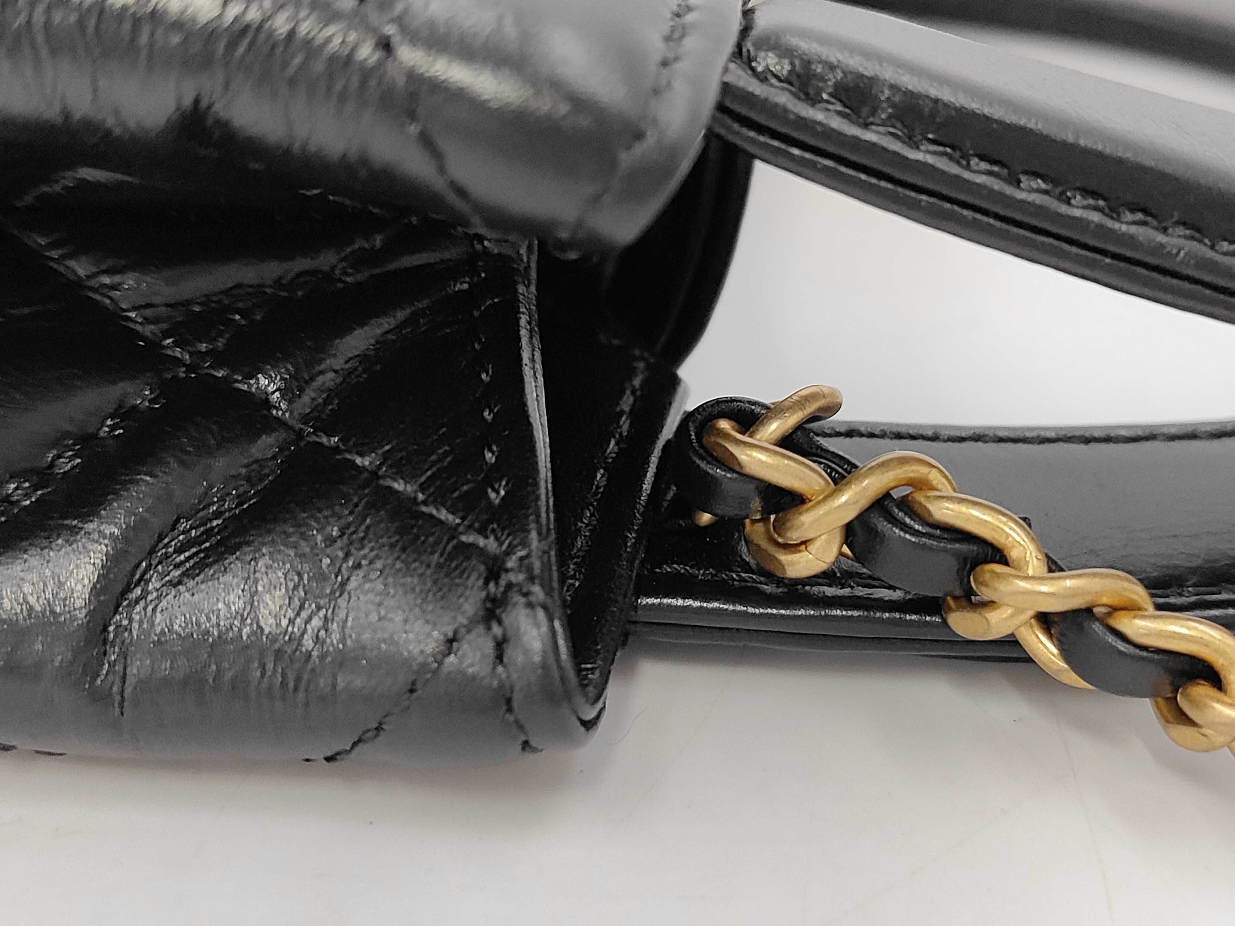2-Way Chain Shoulder Bag, Lambskin, Black GP Shoulder Bag — view 5