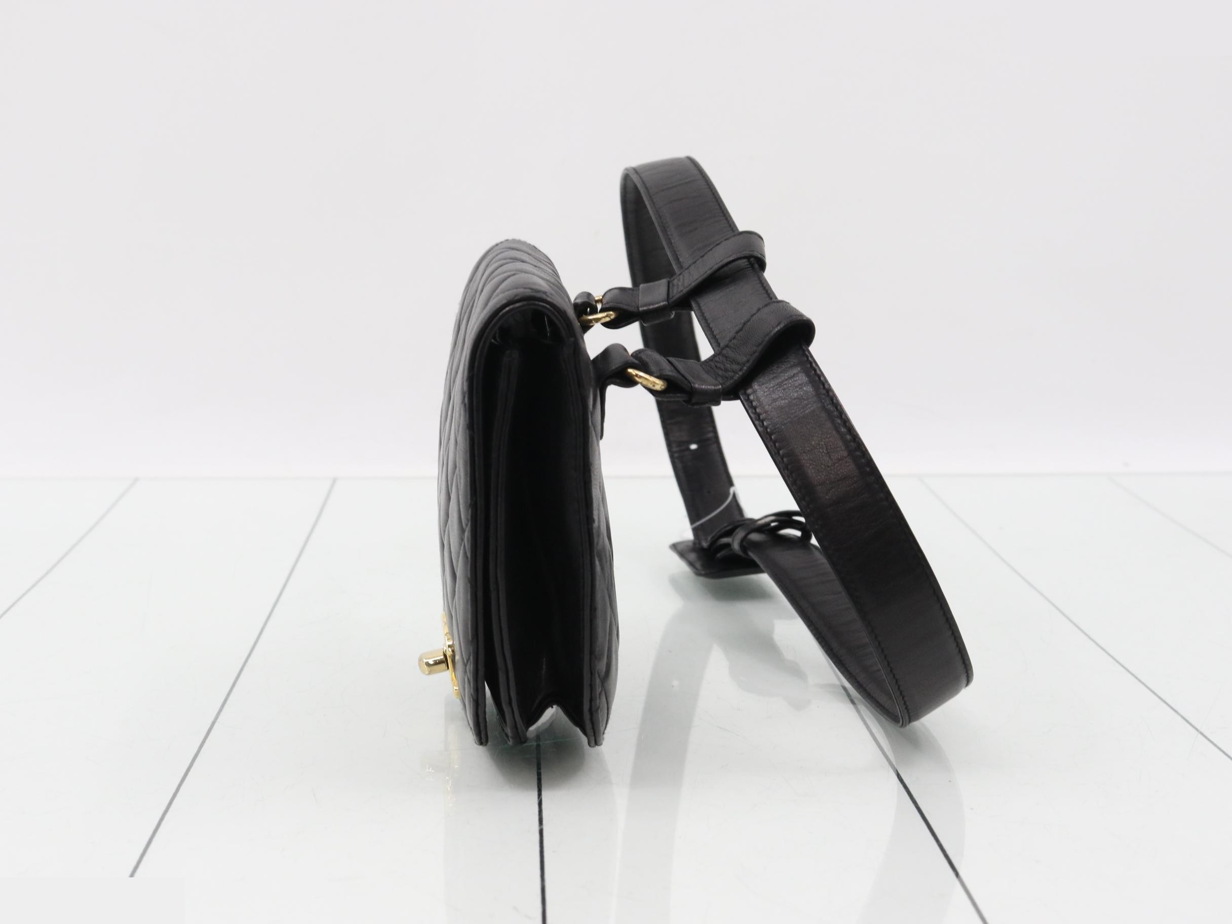 Matelassé waist pouch, black lambskin, gold hardware. — view 3