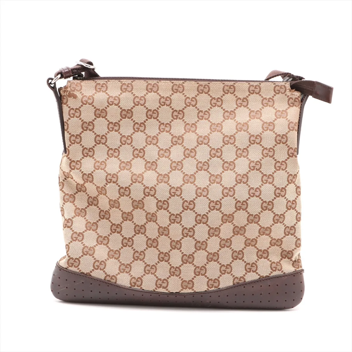 GG Canvas x Leather Shoulder Bag Beige x Brown 145857 — view 2