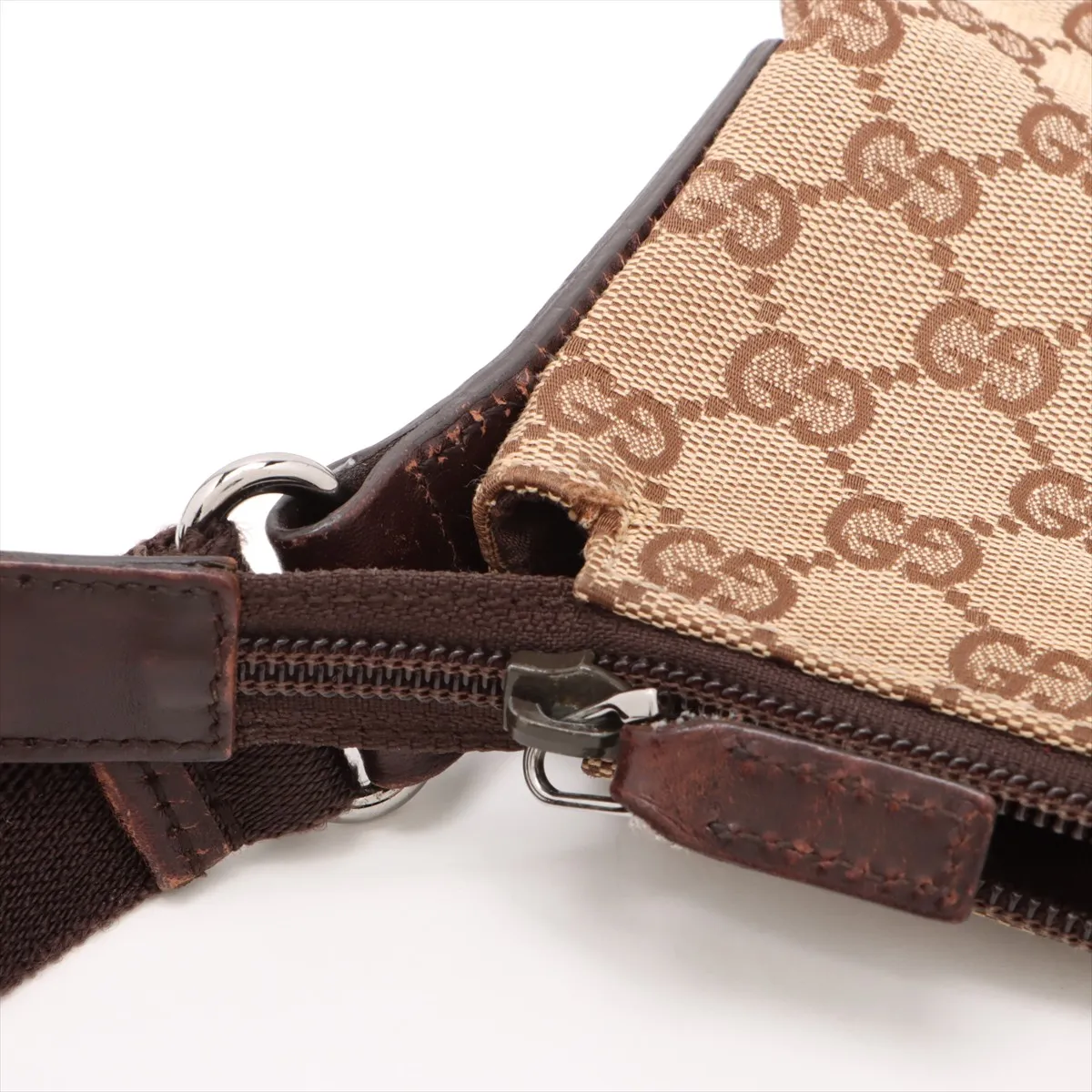 GG Canvas x Leather Shoulder Bag Beige x Brown 145857 — view 11