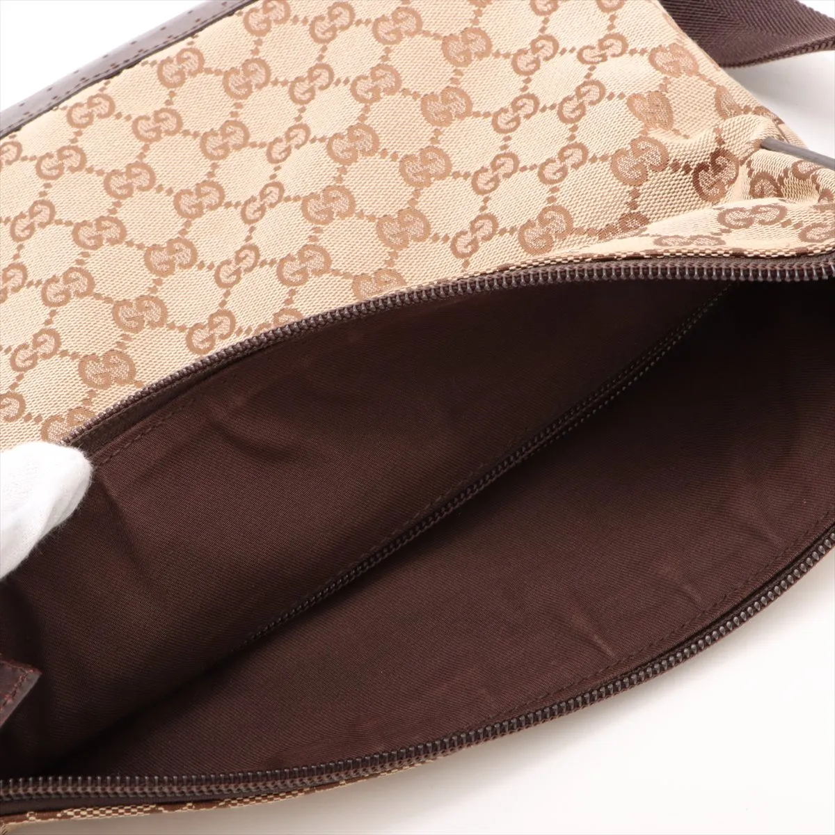 GG Canvas x Leather Shoulder Bag Beige x Brown 145857 — view 12