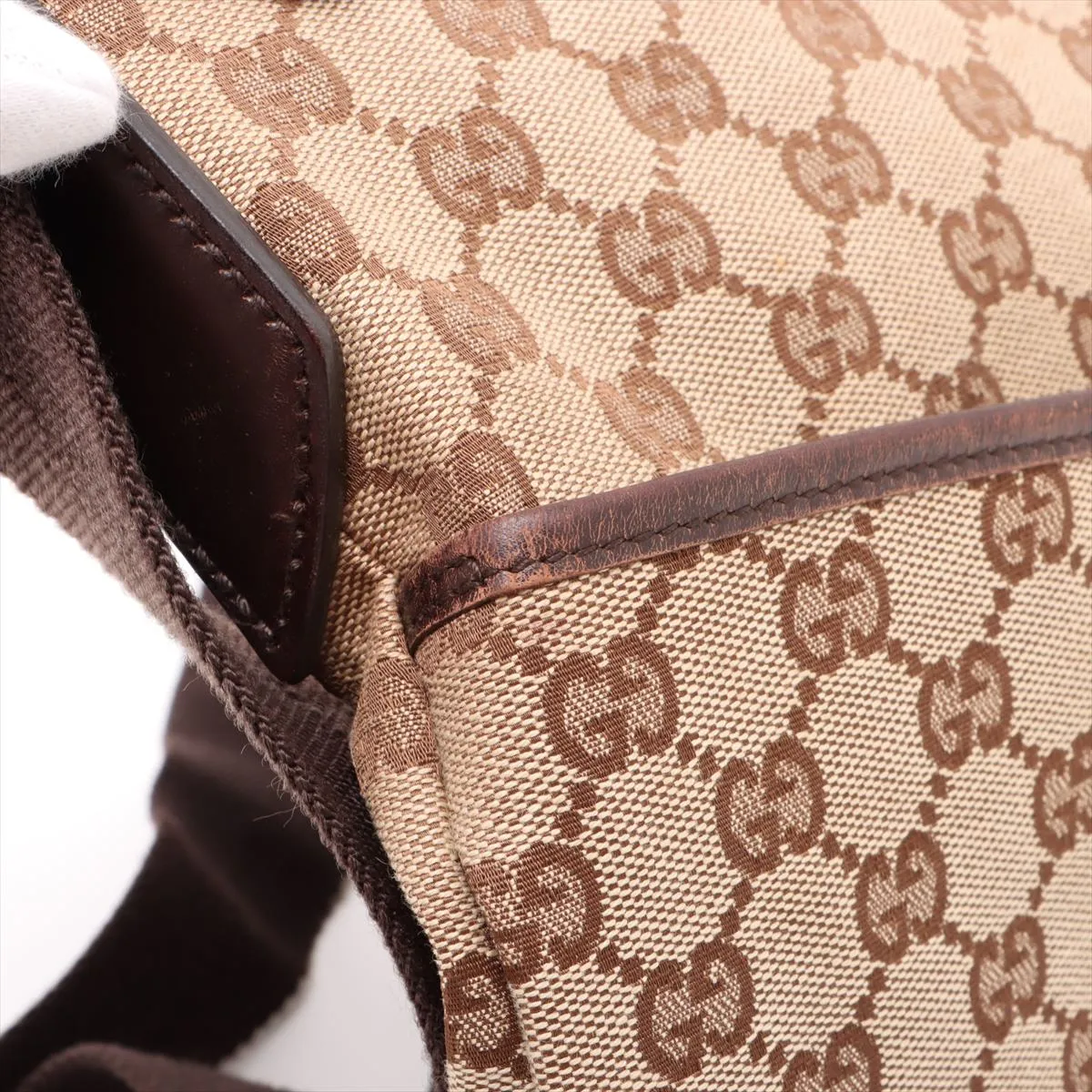 GG Canvas x Leather Shoulder Bag Beige x Brown 145857 — view 13