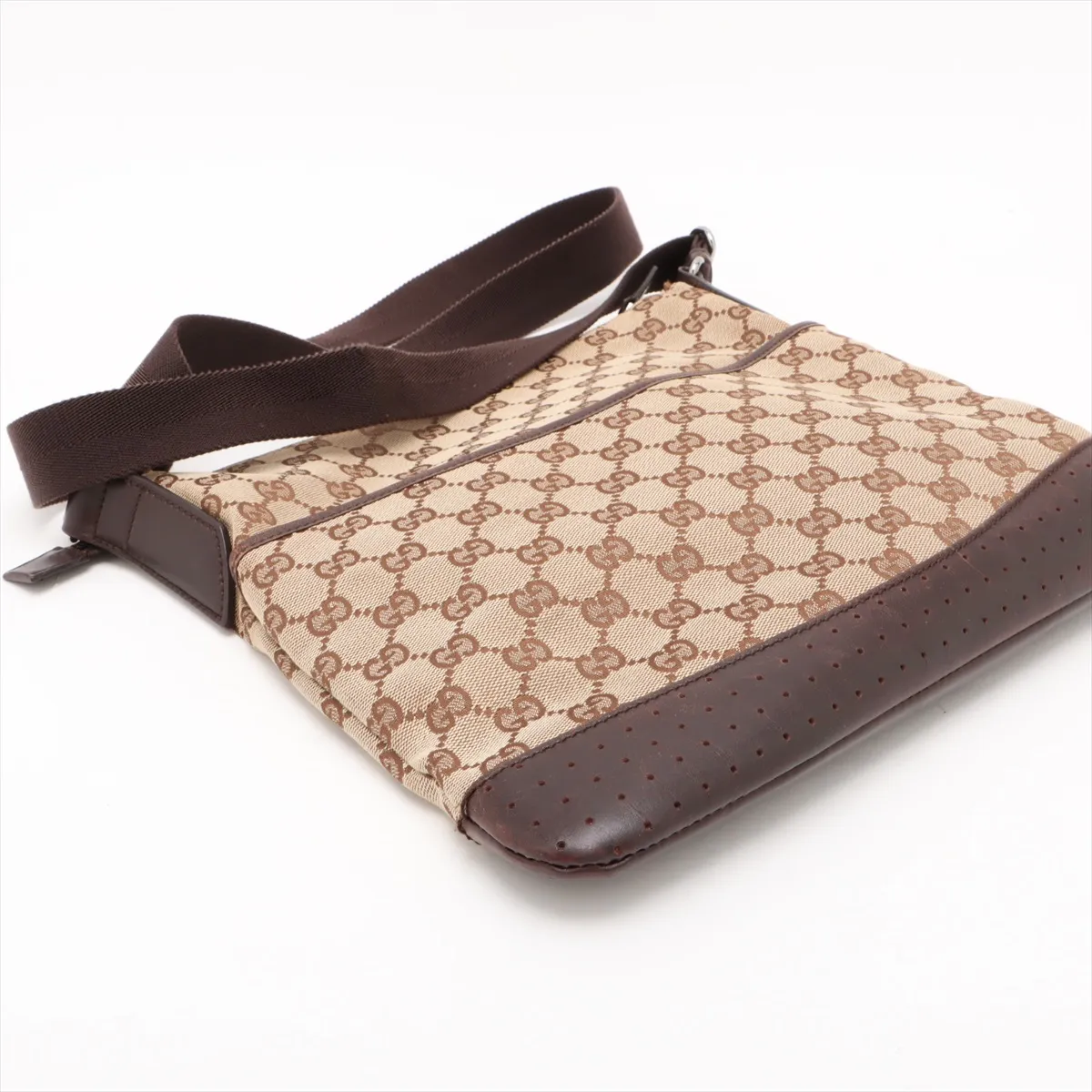 GG Canvas x Leather Shoulder Bag Beige x Brown 145857 — view 4