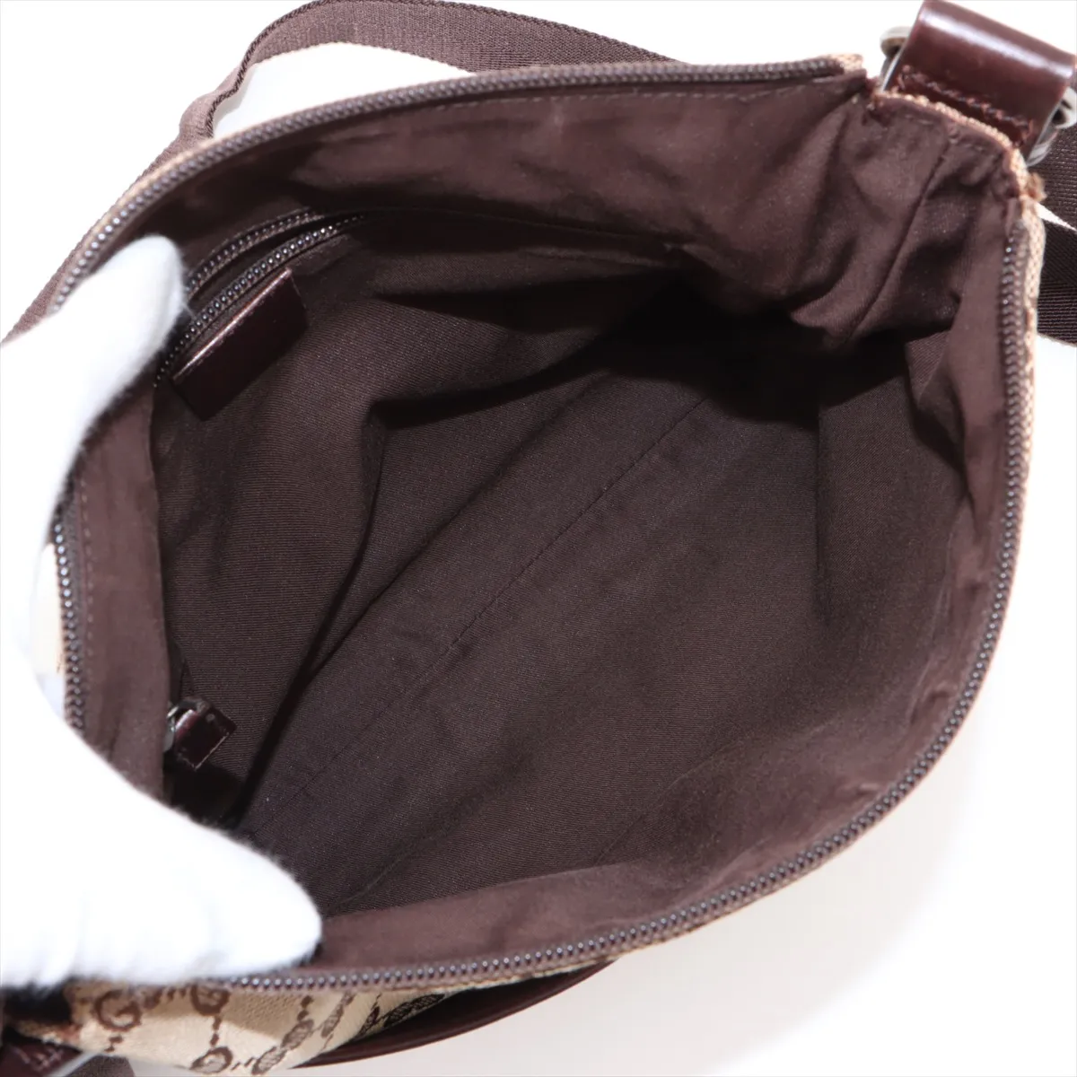 GG Canvas x Leather Shoulder Bag Beige x Brown 145857 — view 6