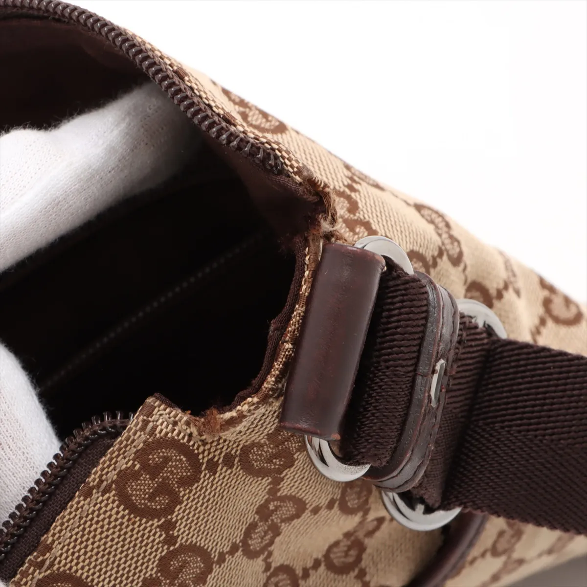GG Canvas x Leather Shoulder Bag Beige x Brown 145857 — view 10