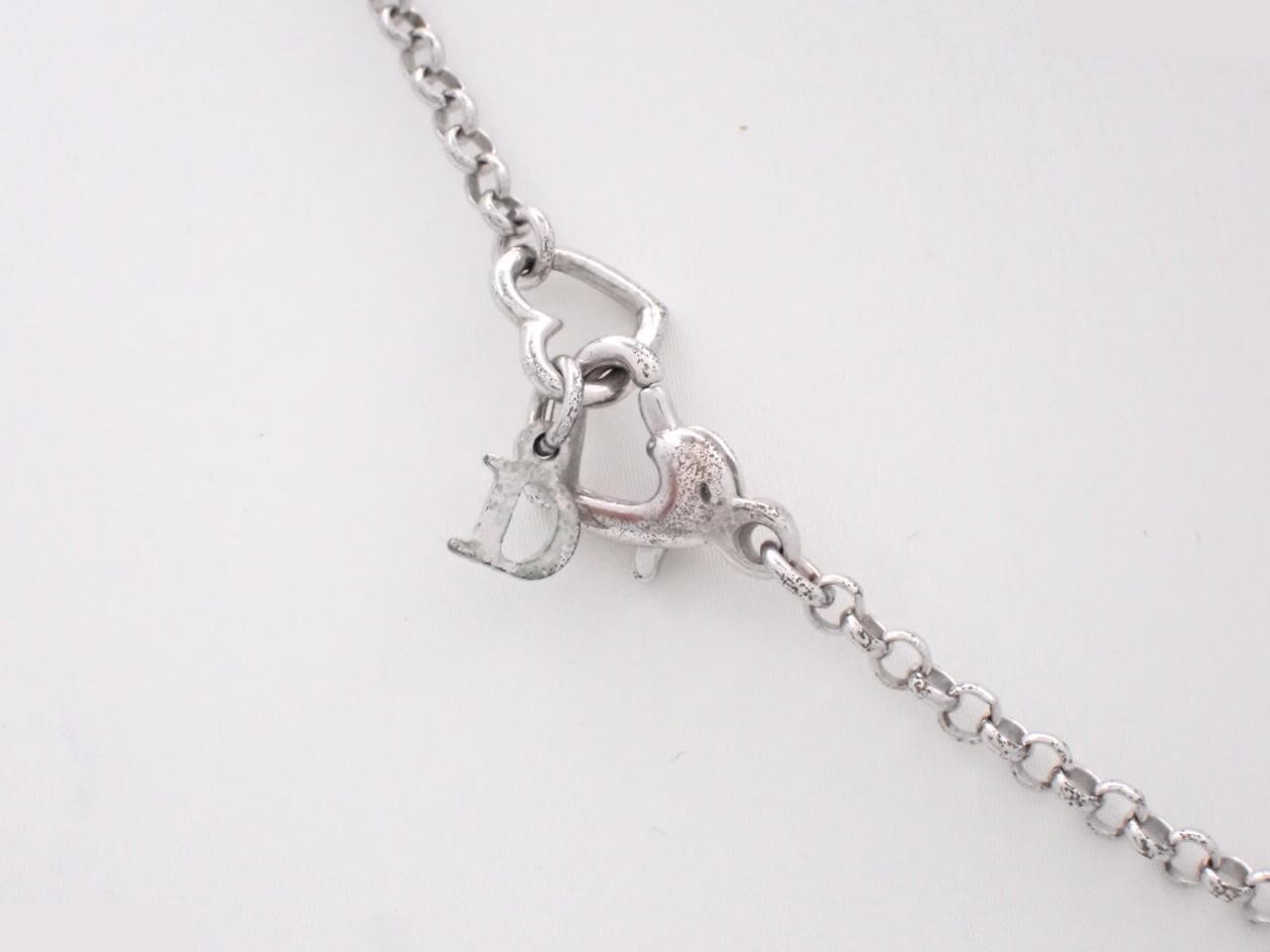 D logo heart rhinestone necklace, neck circumference approximately 47cm — view 2