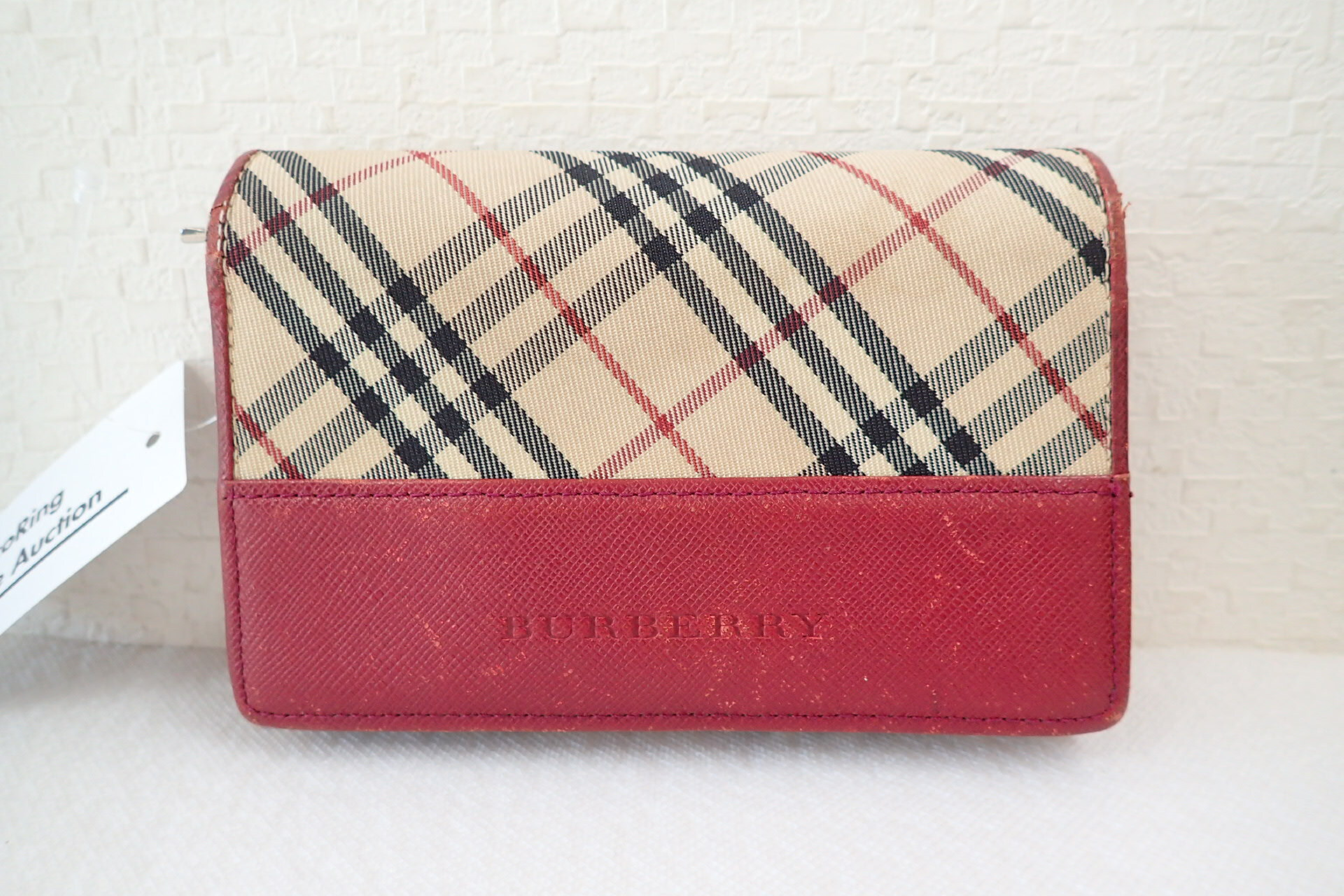 Check Pattern x Leather Bi-fold Wallet