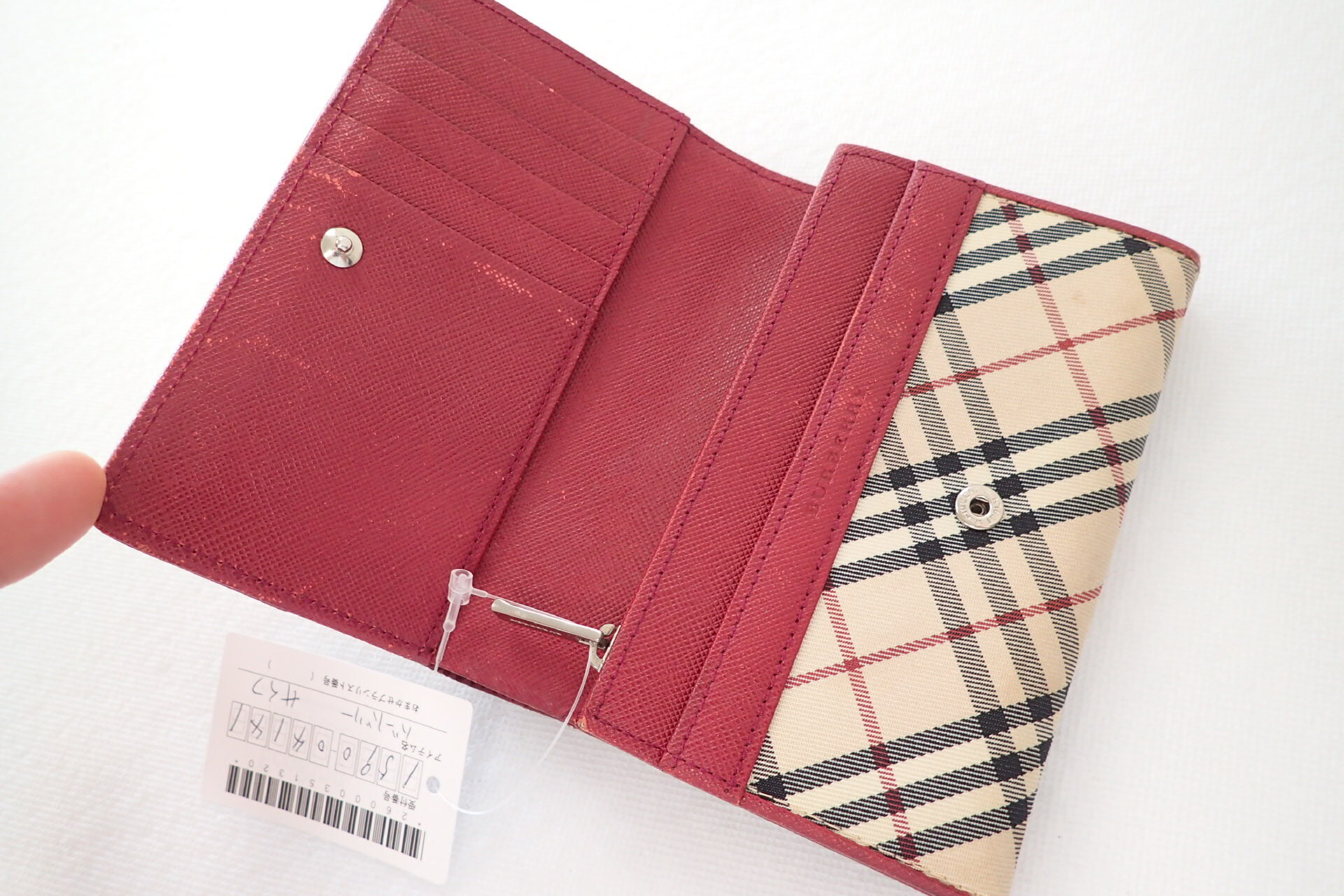 Check Pattern x Leather Bi-fold Wallet — view 6