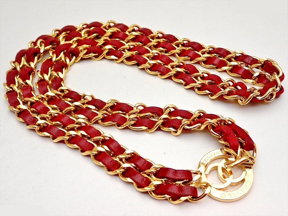 Engraved Coco Mark double chain belt, with box, total length approximately 76 cm. — view 4