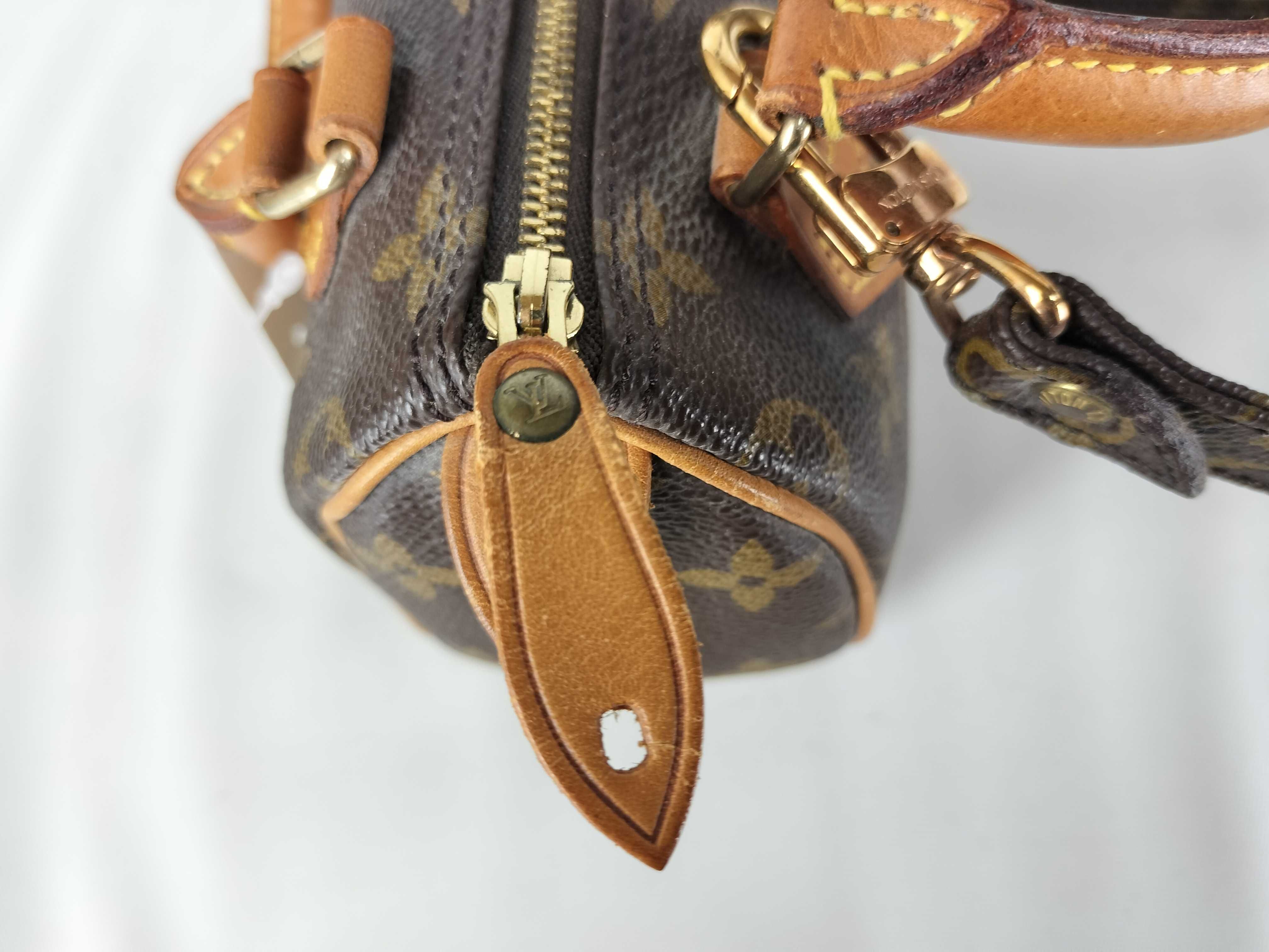 Monogram M41534 Mini Speedy Handbag with Shoulder Strap — view 7