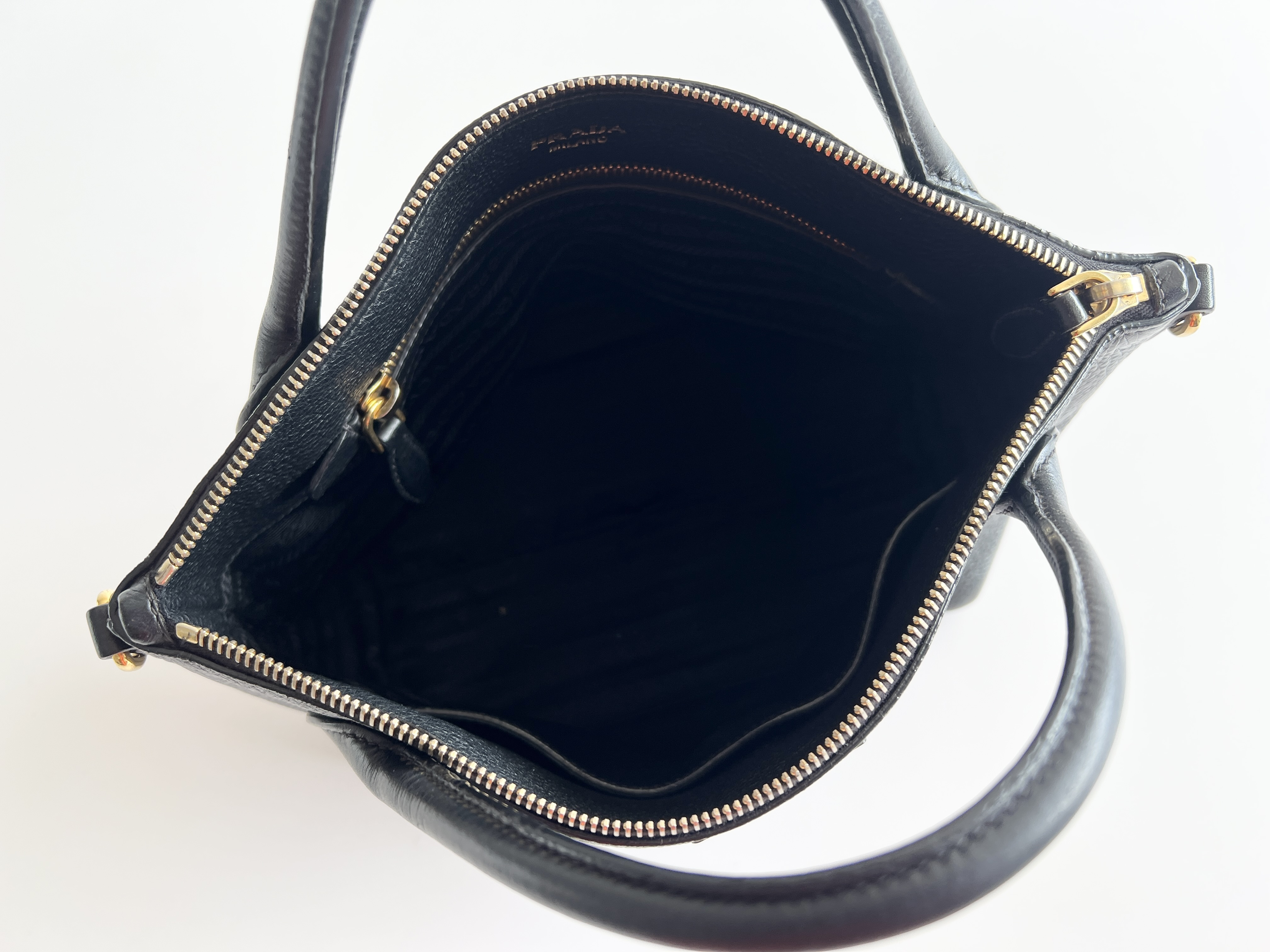 Triangle Logo Vitello Daino Leather Handbag — view 4