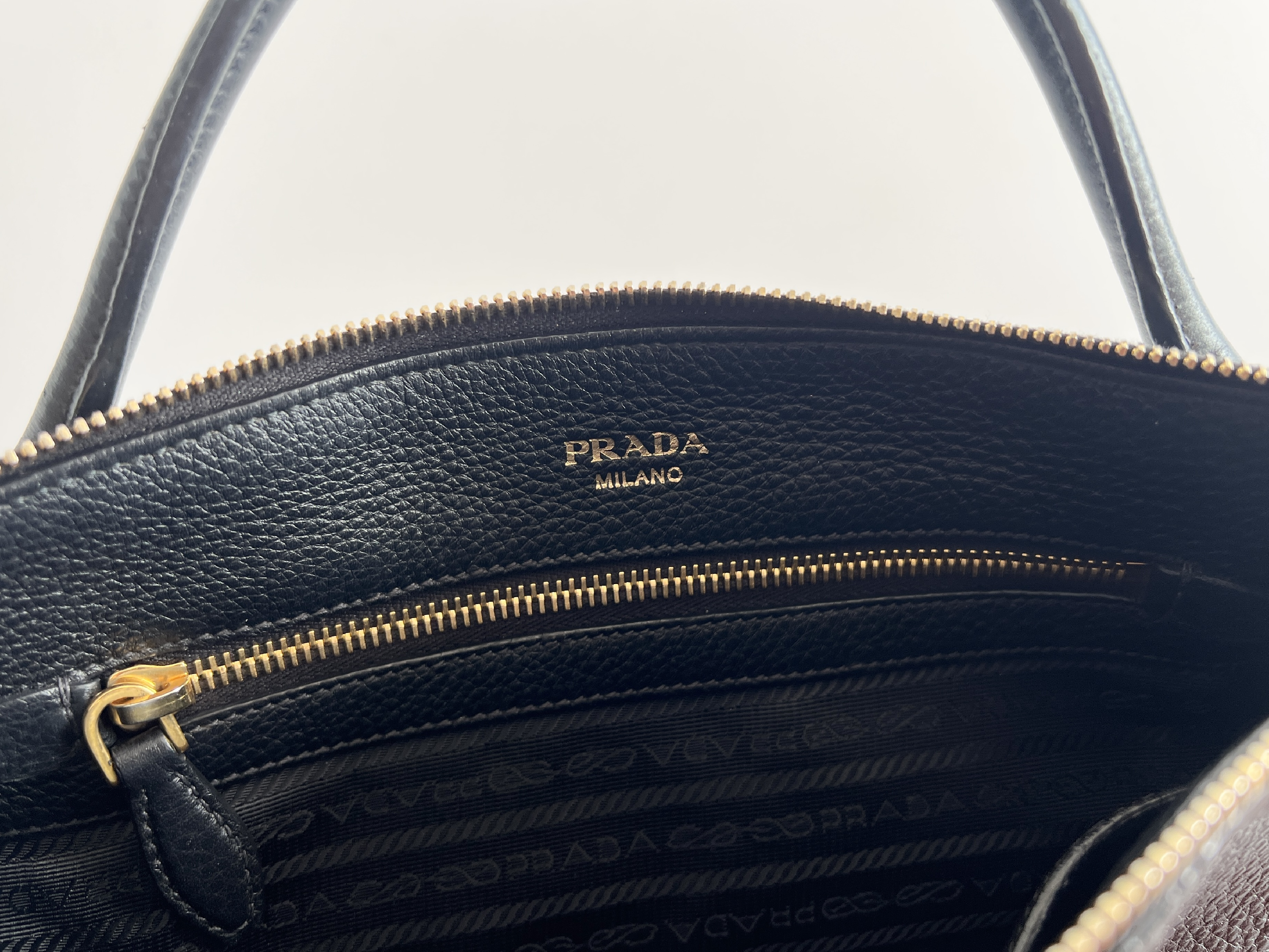 Triangle Logo Vitello Daino Leather Handbag — view 6