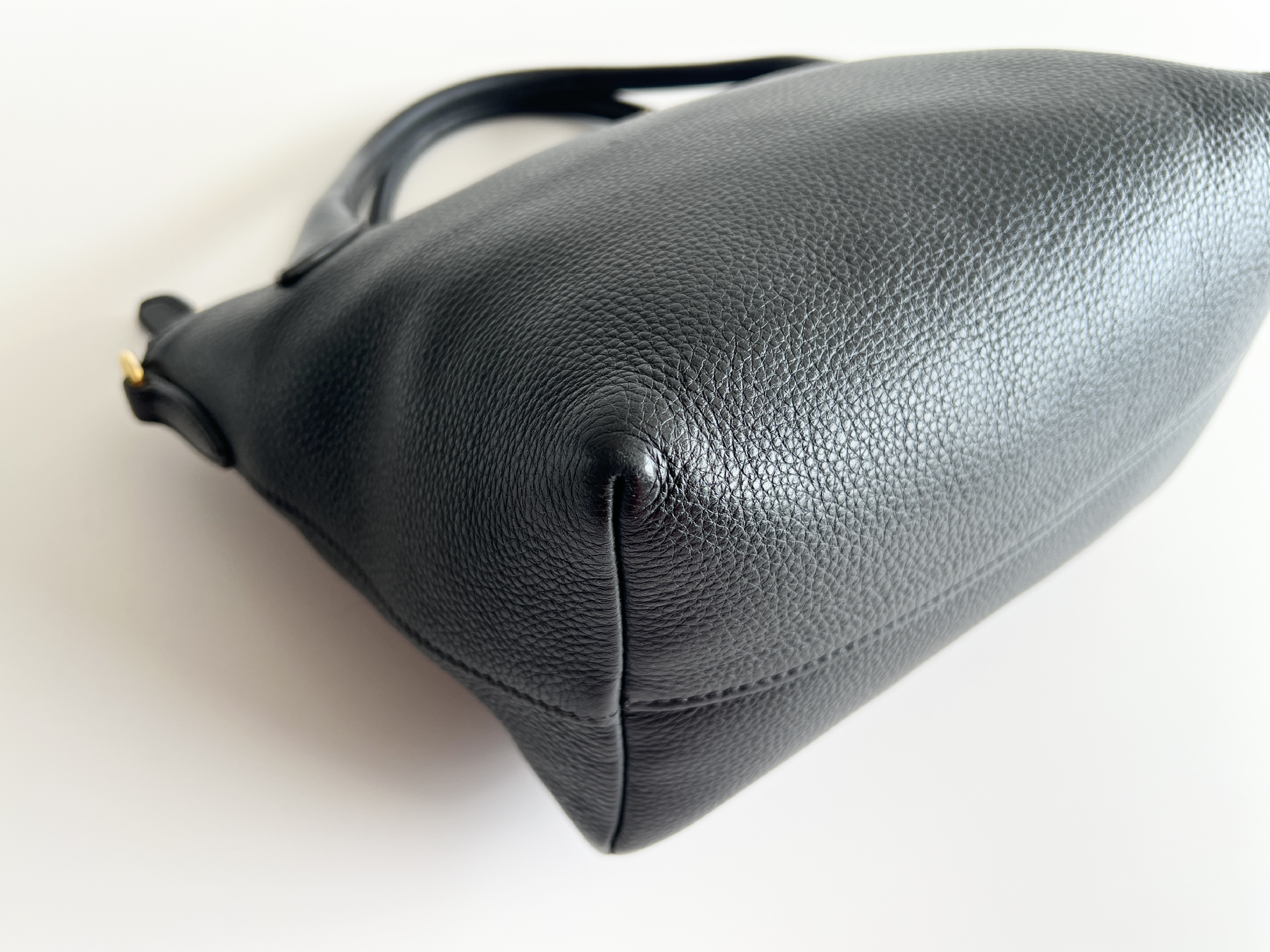 Triangle Logo Vitello Daino Leather Handbag — view 9
