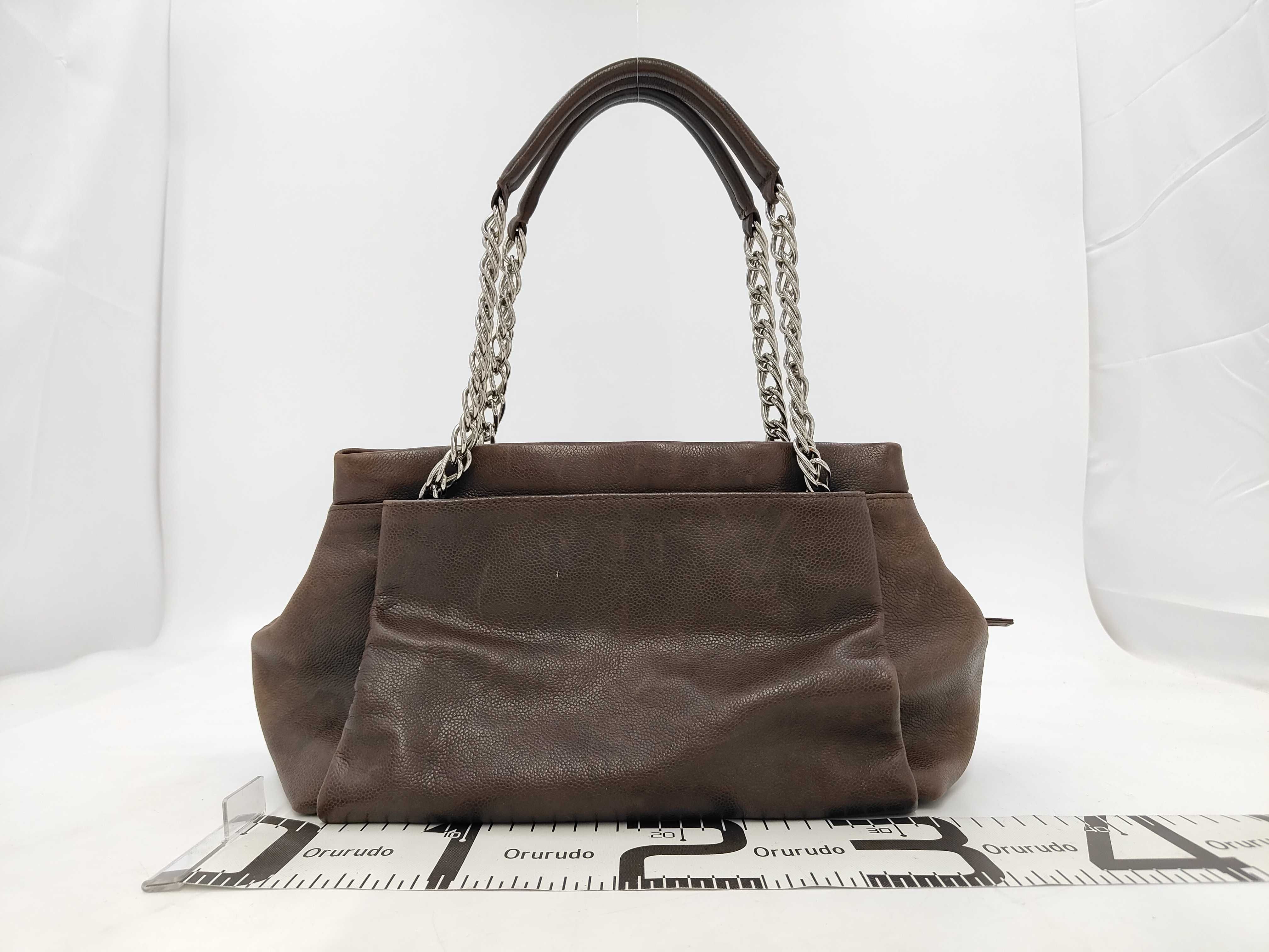ID- Coco Mark Cow Skin Chain Tote Bag Black Shoulder Bag — view 2