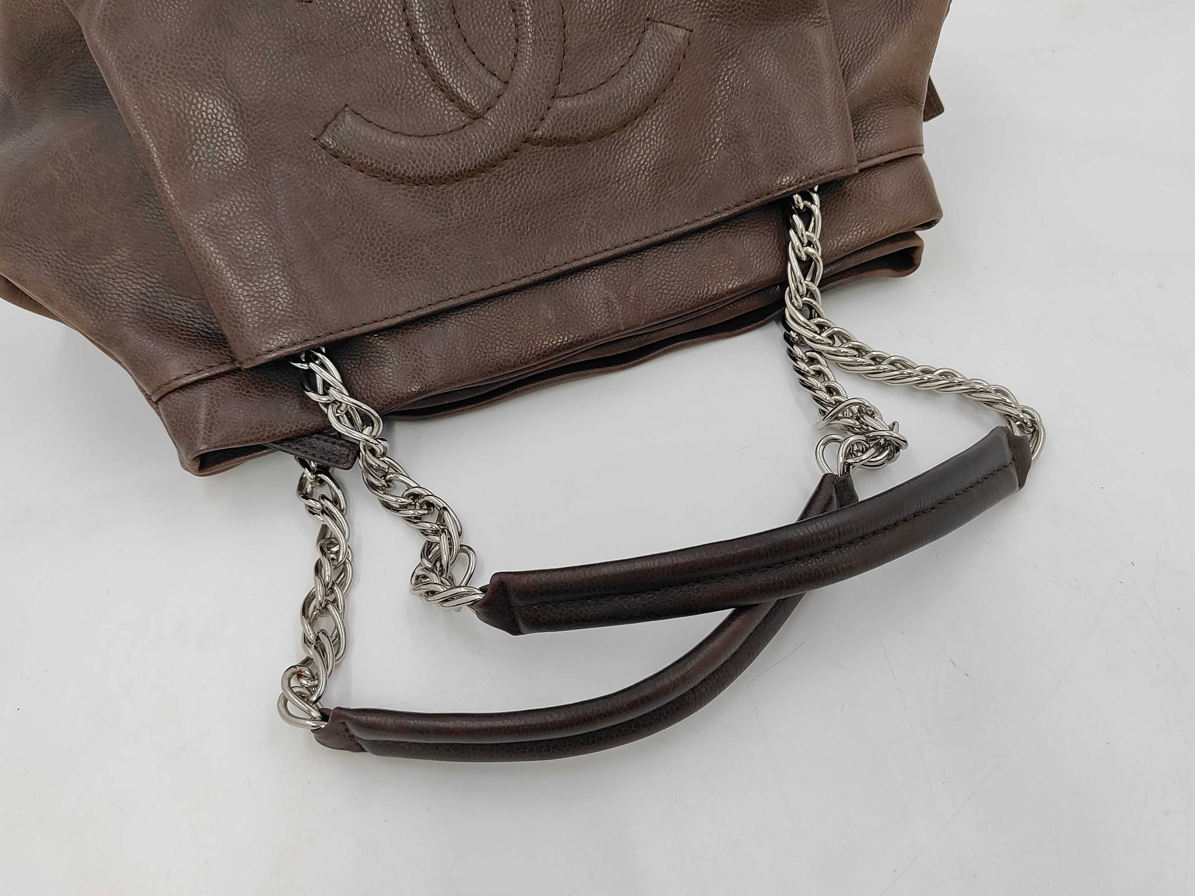 ID- Coco Mark Cow Skin Chain Tote Bag Black Shoulder Bag — view 3