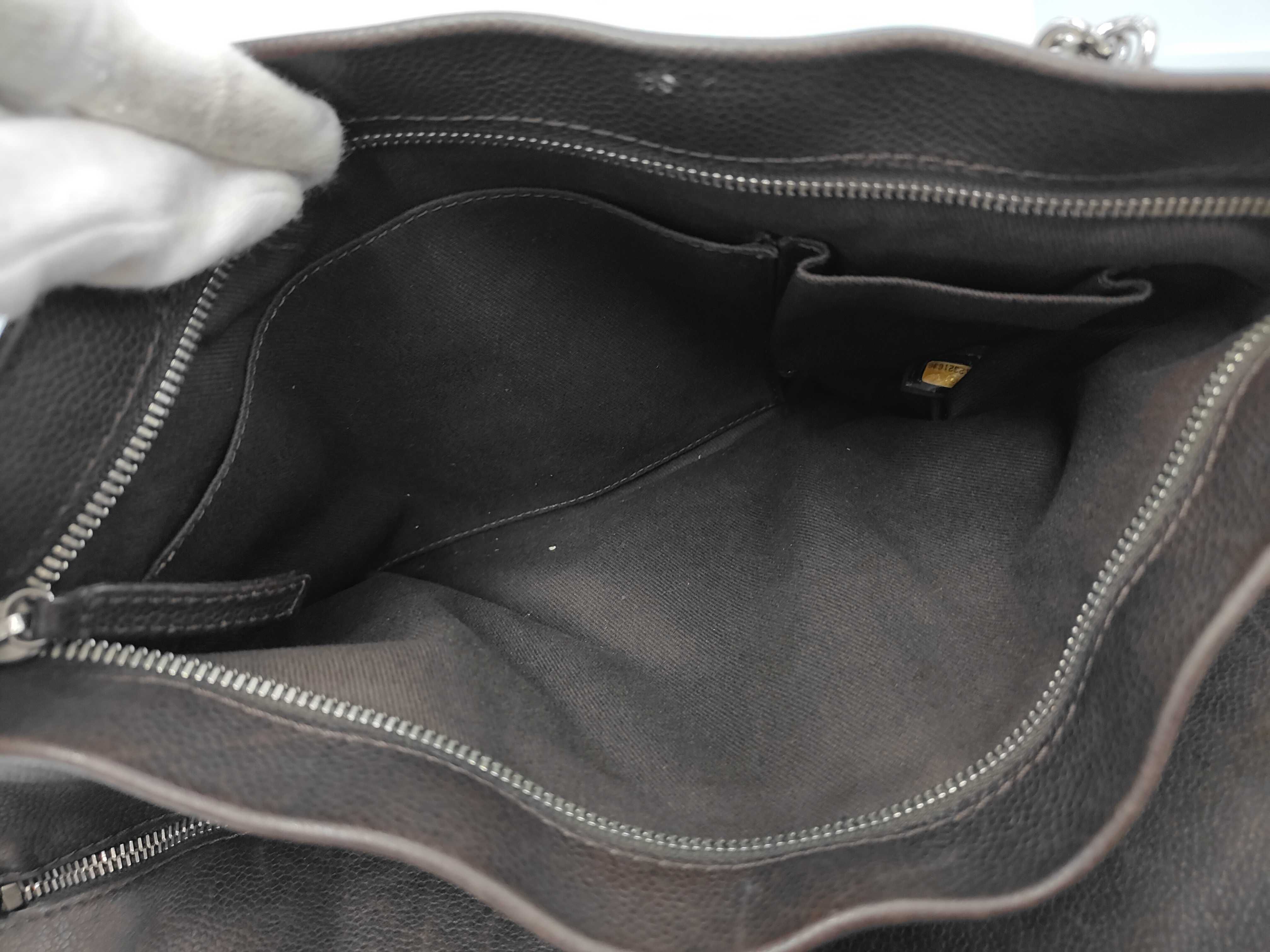 ID- Coco Mark Cow Skin Chain Tote Bag Black Shoulder Bag — view 8