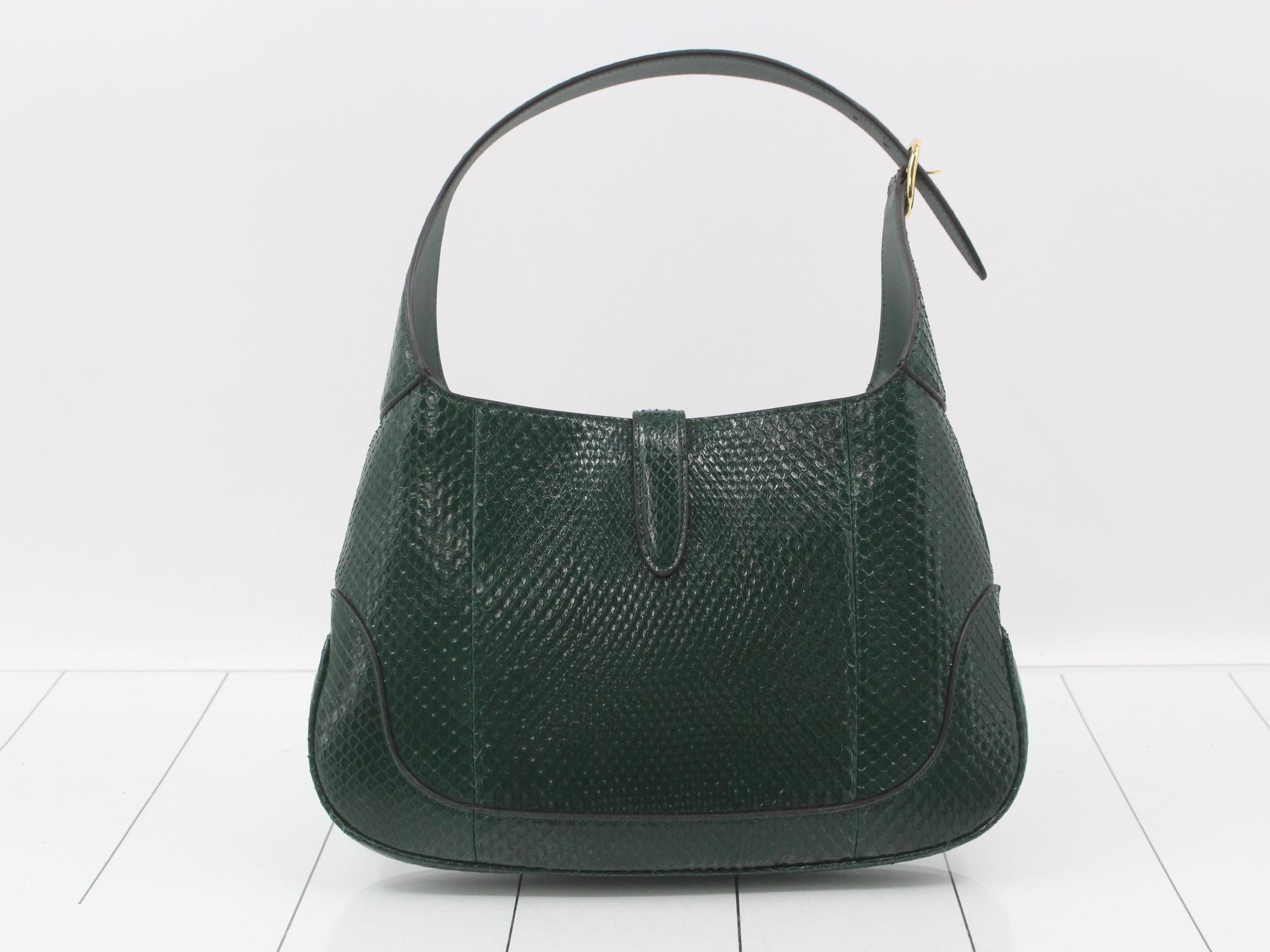 New Jackie Python Shoulder Bag, Green, Unused, Stored Item — view 2