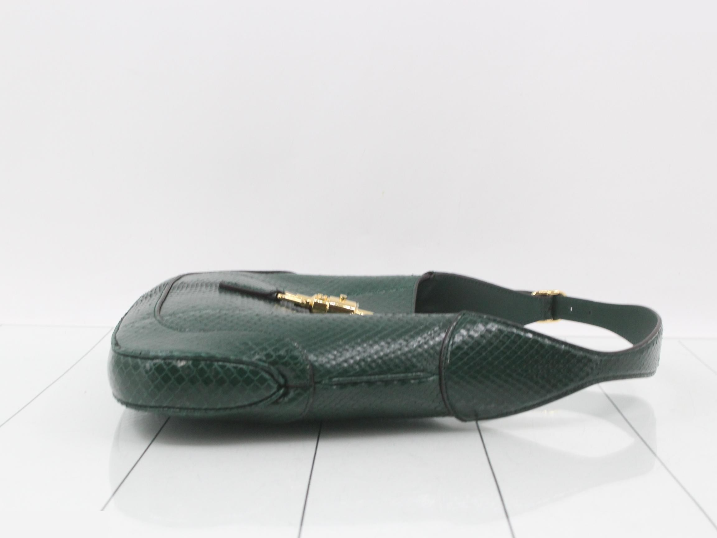New Jackie Python Shoulder Bag, Green, Unused, Stored Item — view 3