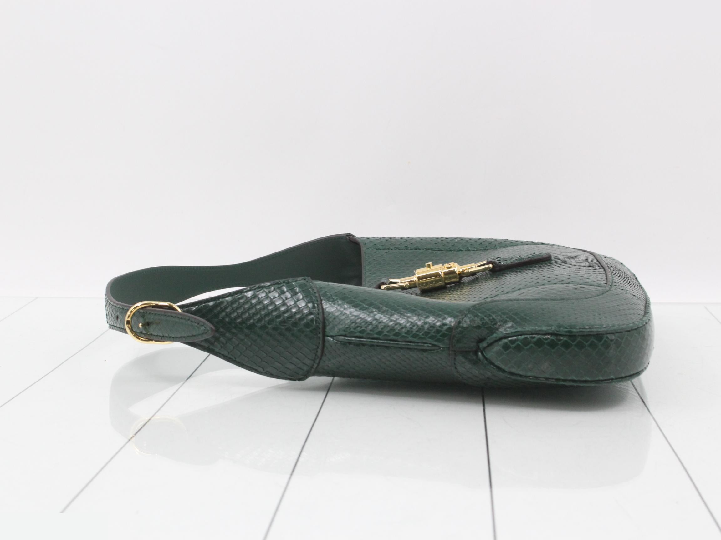 New Jackie Python Shoulder Bag, Green, Unused, Stored Item — view 4