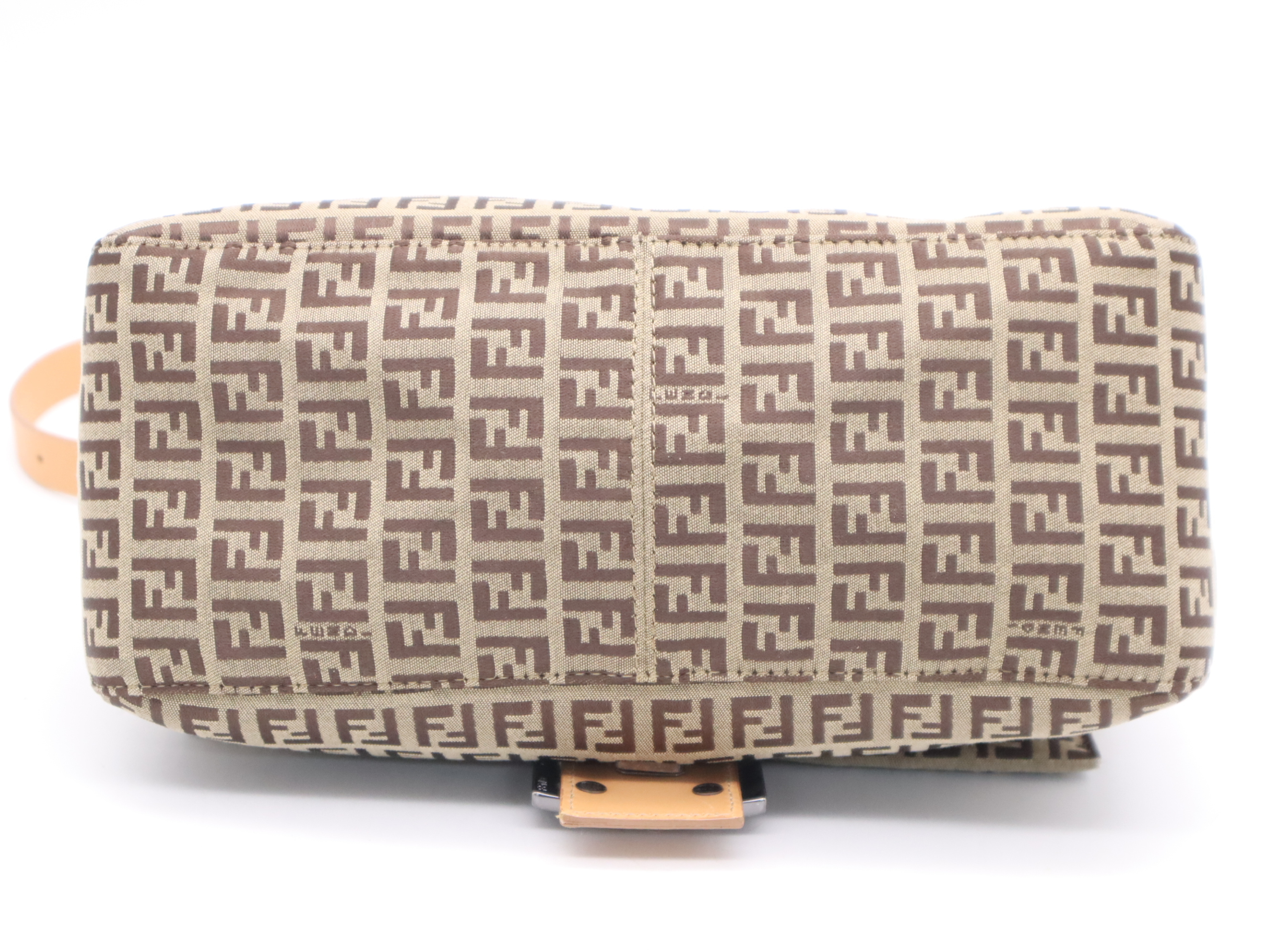 Canvas/Leather Zucchino Mamma Bucket Shoulder Bag, Brown, Silver Hardware — view 4