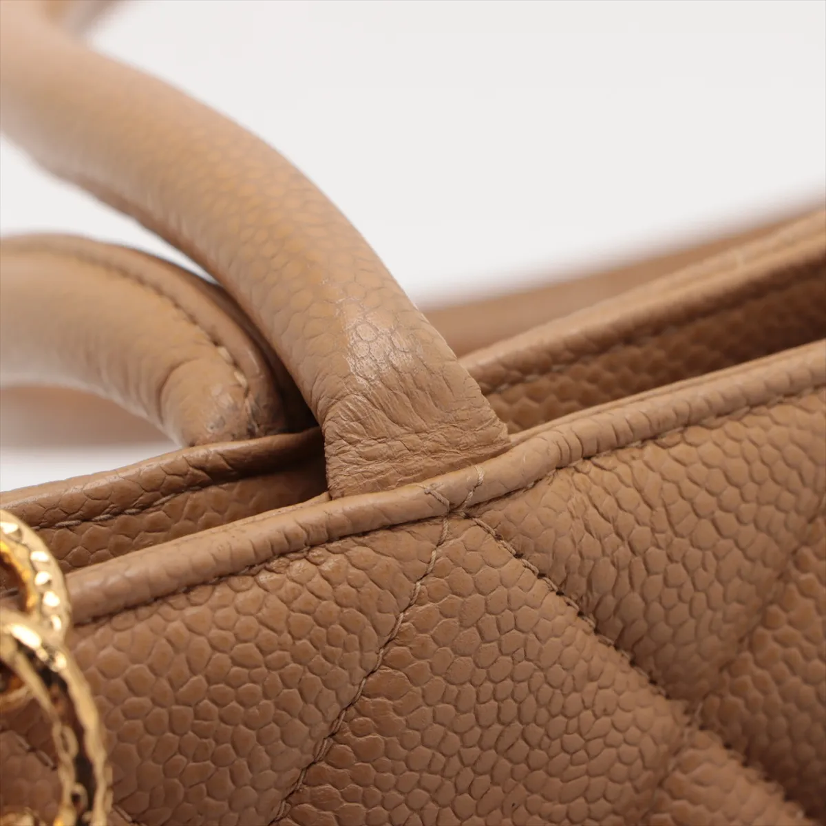 reprint caviar skin tote bag beige gold hardware 6050616 6th series — view 14