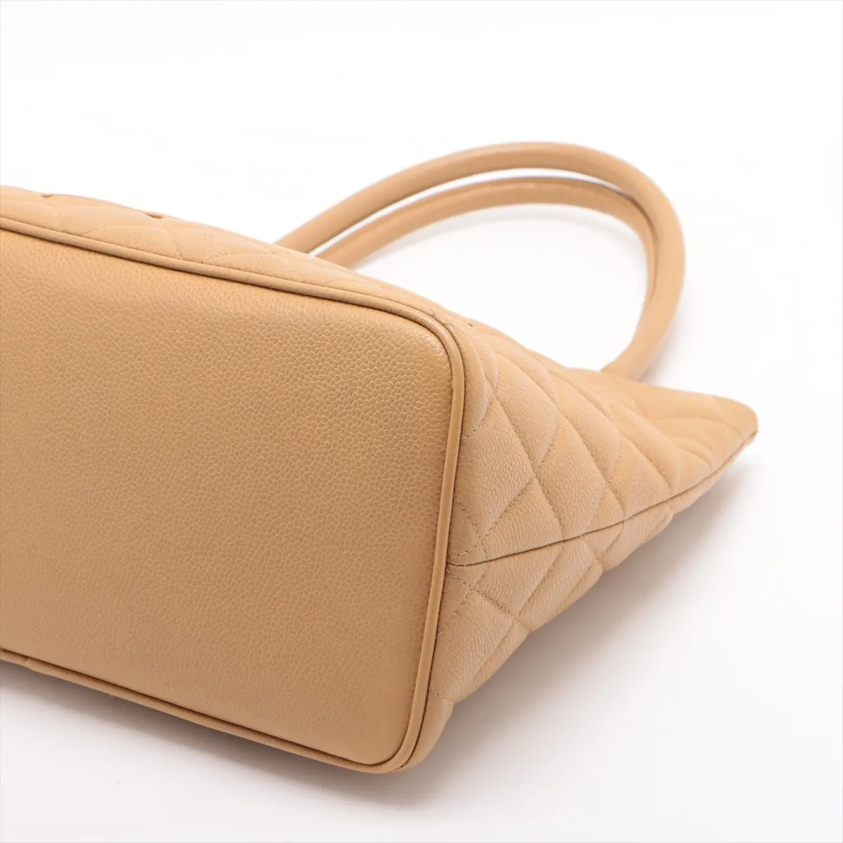 reprint caviar skin tote bag beige gold hardware 6050616 6th series — view 3
