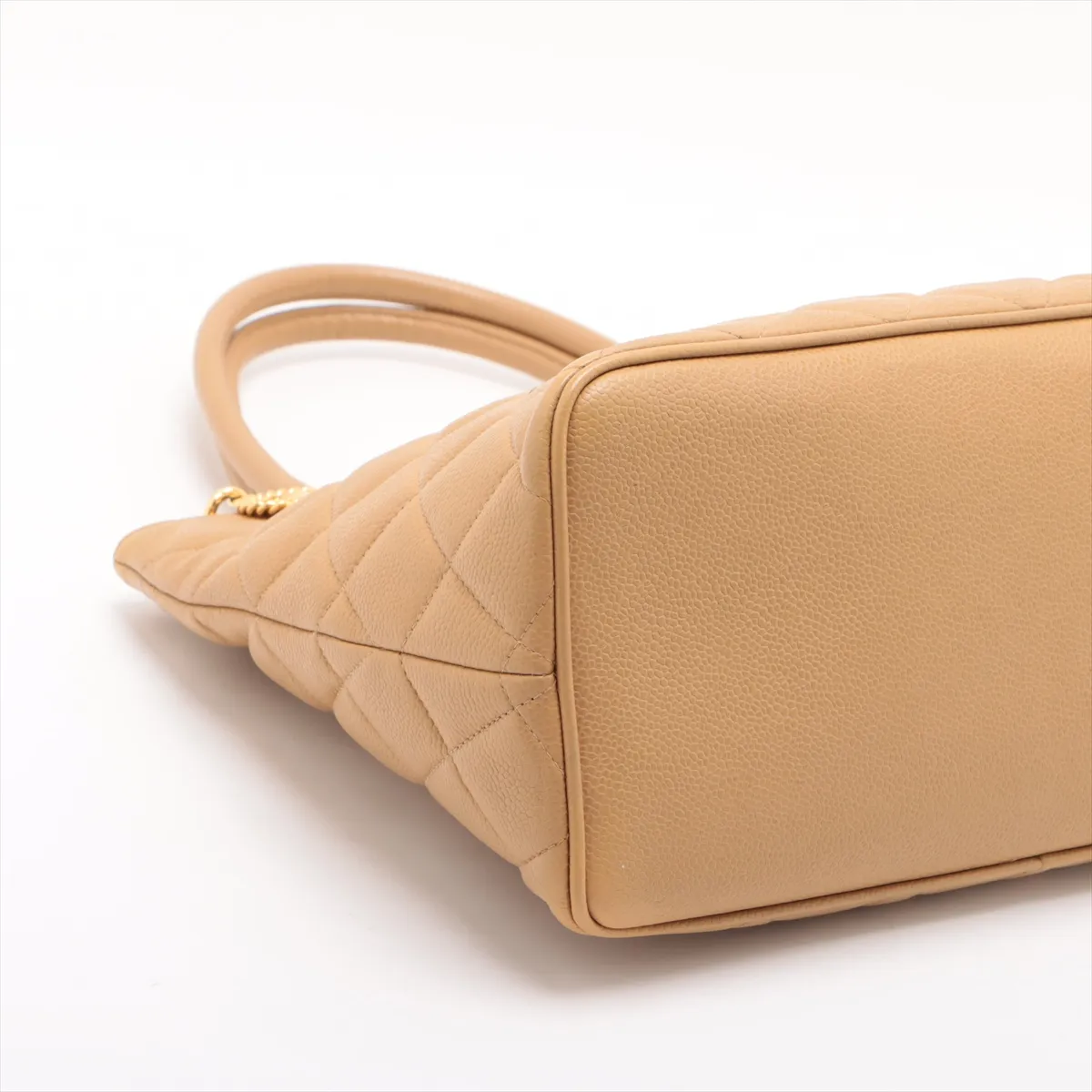 reprint caviar skin tote bag beige gold hardware 6050616 6th series — view 4