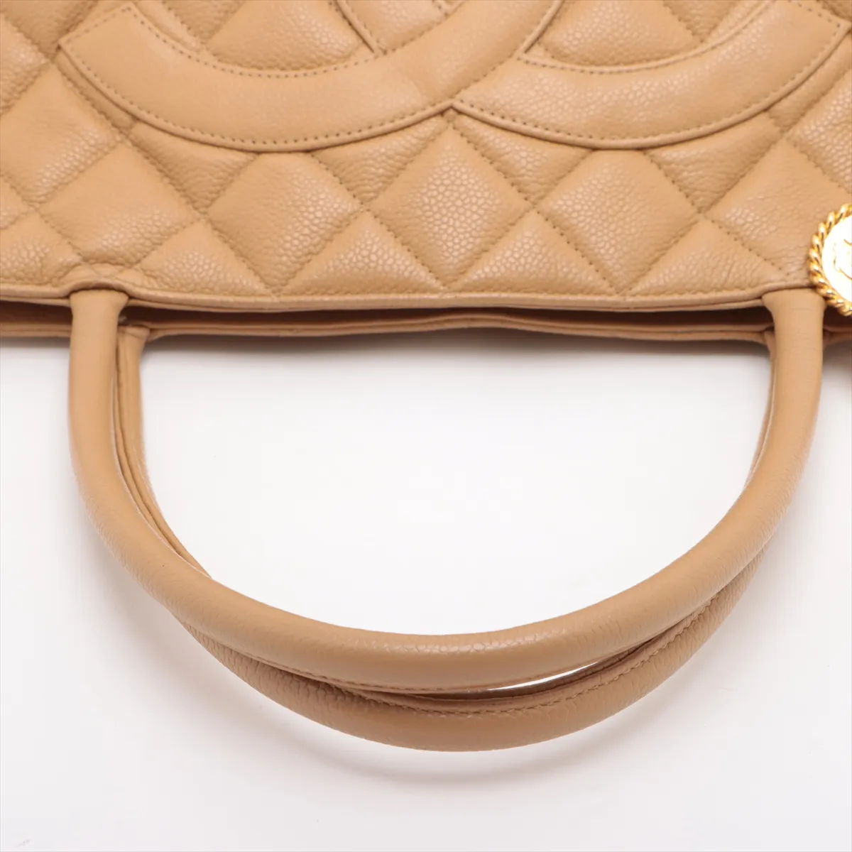 reprint caviar skin tote bag beige gold hardware 6050616 6th series — view 5