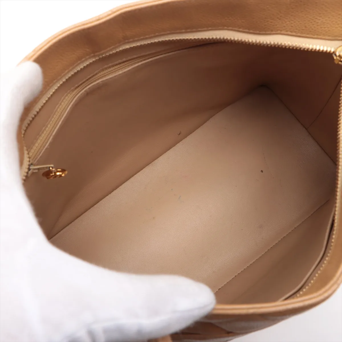 reprint caviar skin tote bag beige gold hardware 6050616 6th series — view 7