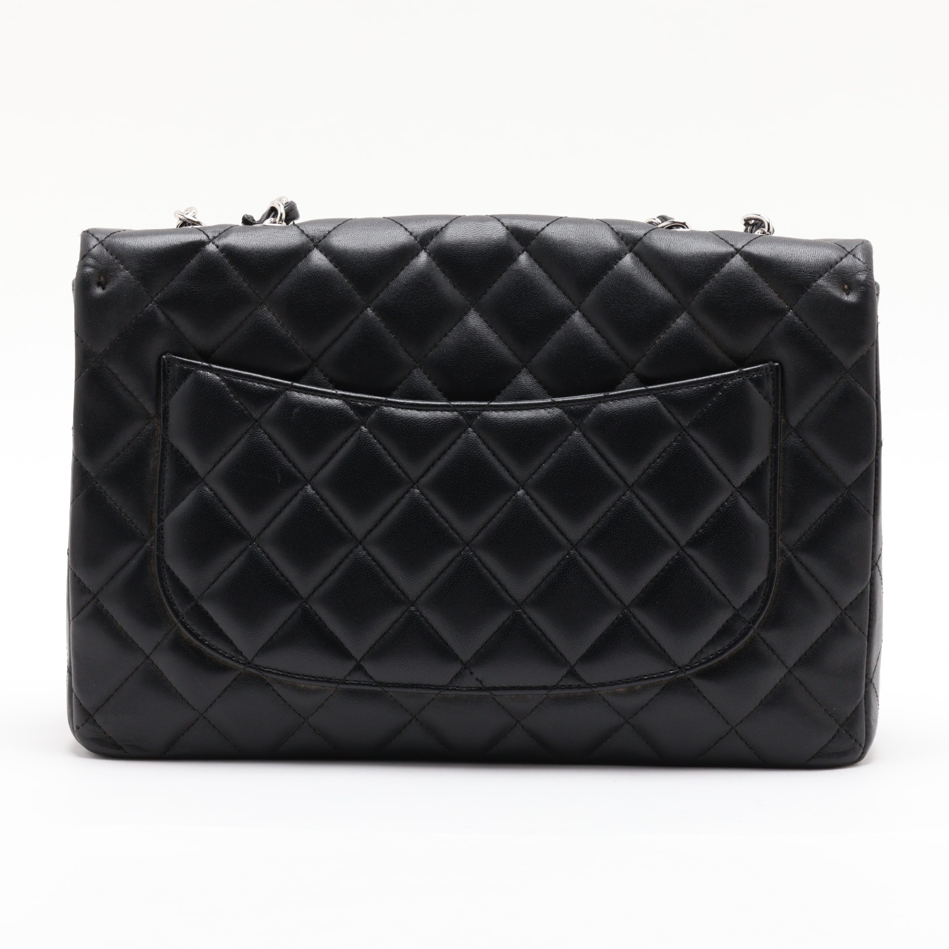 Large Matelassé 30 Lambskin Single Flap Double Chain Bag, Black with Silver Hardware, 13898676 (Serial Number 13-series, A28600), Shoulder Bag — view 2