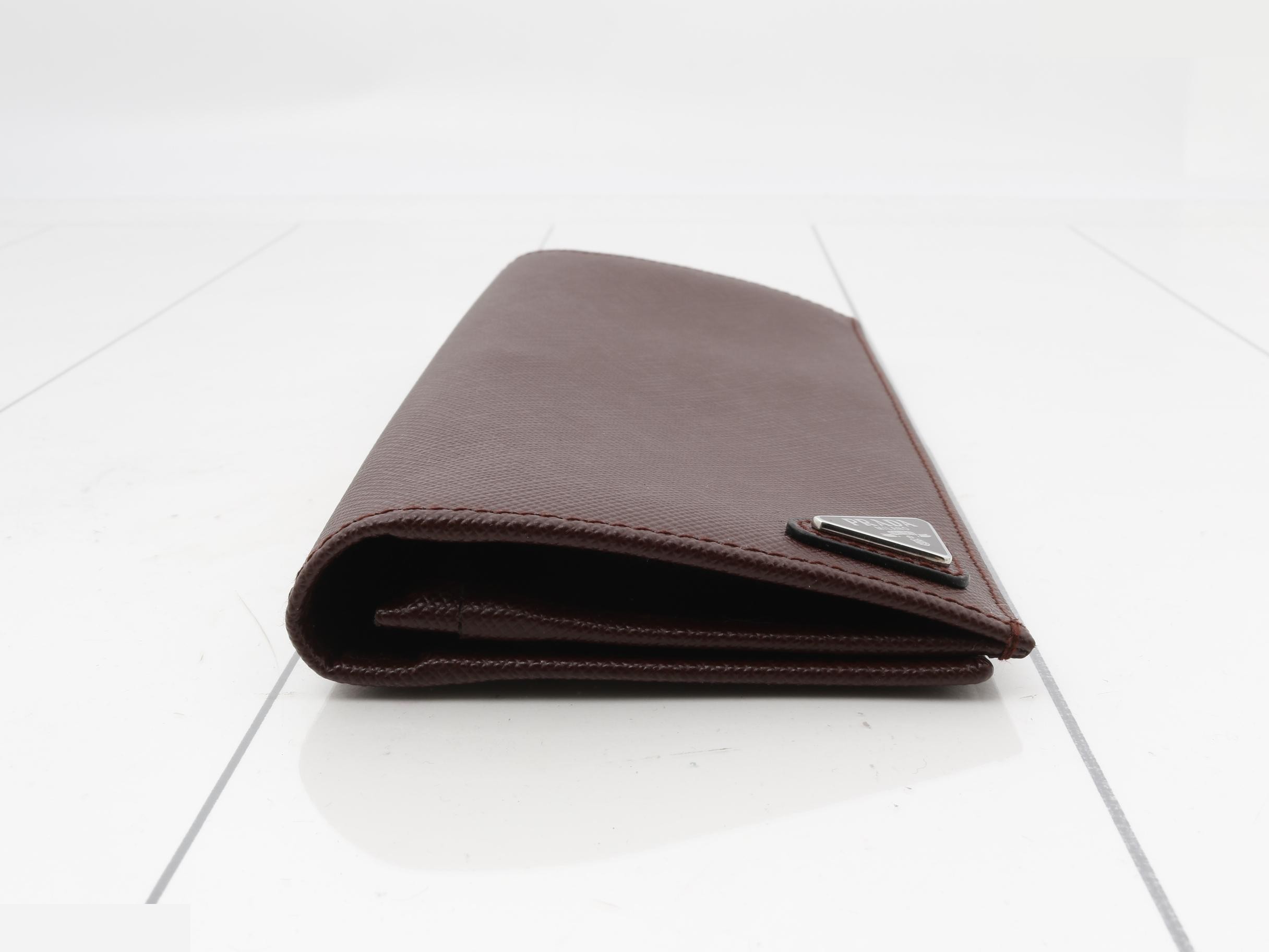Long wallet, Saffiano leather, burgundy, holds 11 cards — view 3