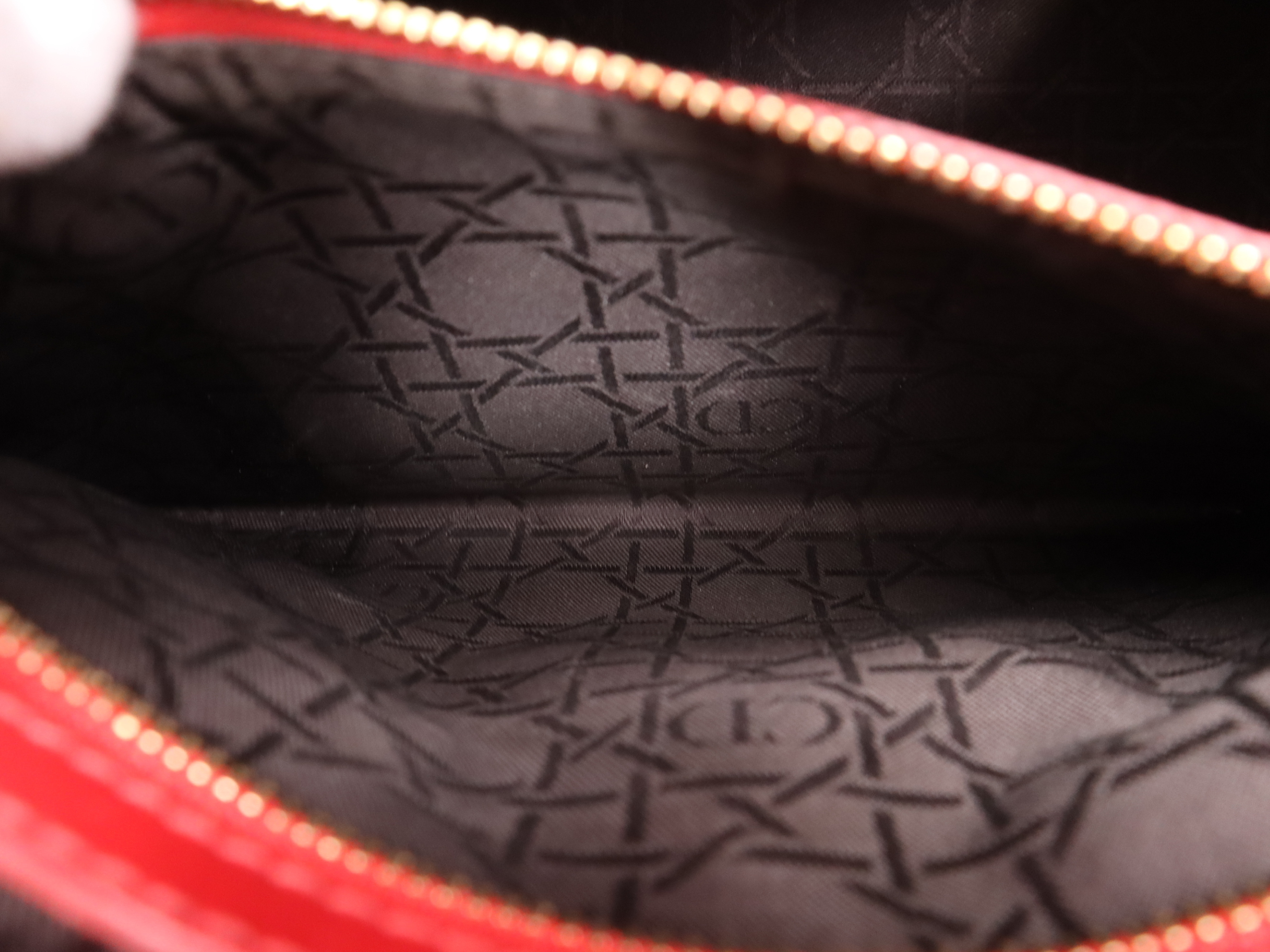 Lady Dior Cannage Red Handbag with Shoulder Strap — view 12
