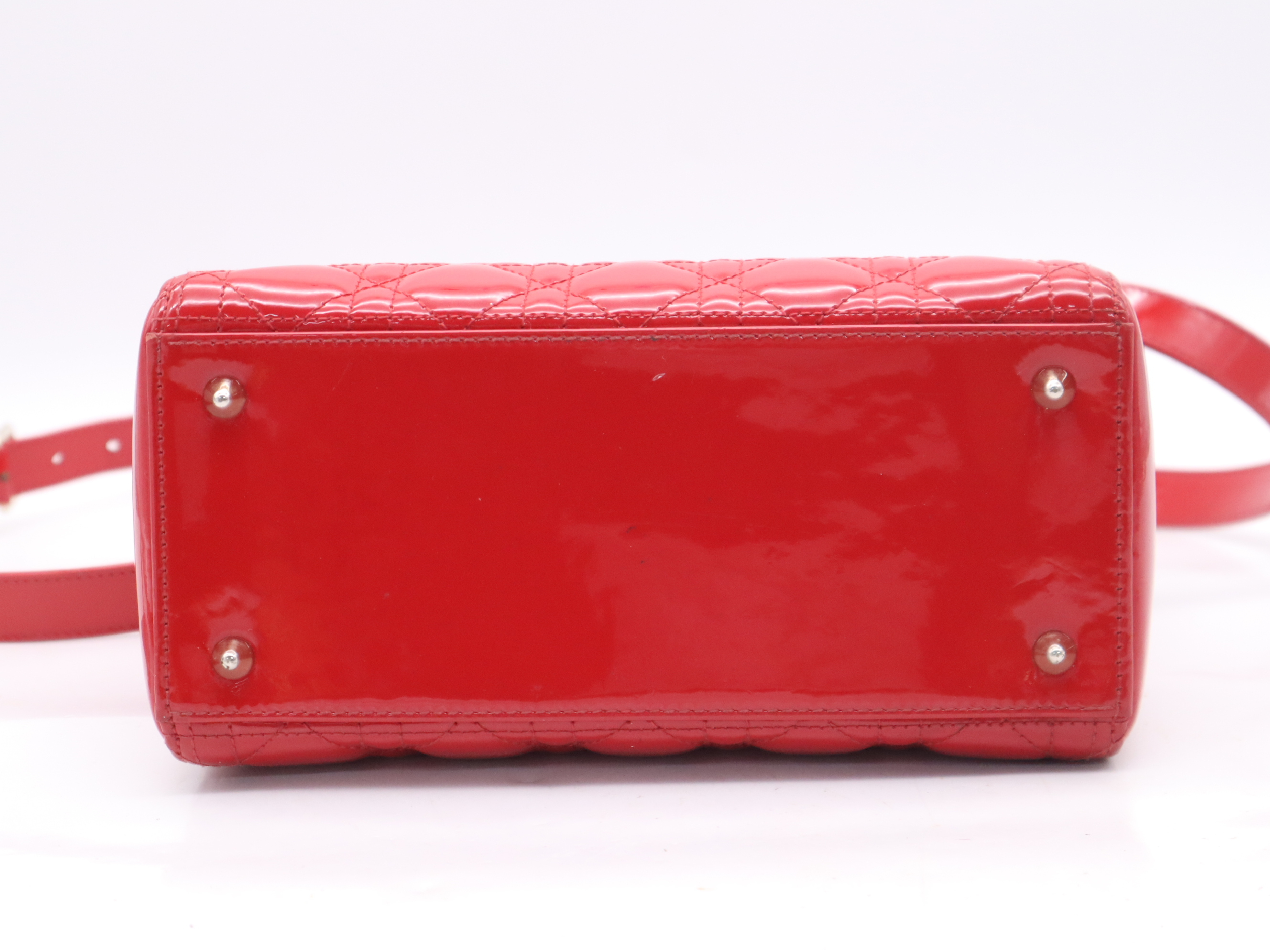Lady Dior Cannage Red Handbag with Shoulder Strap — view 4