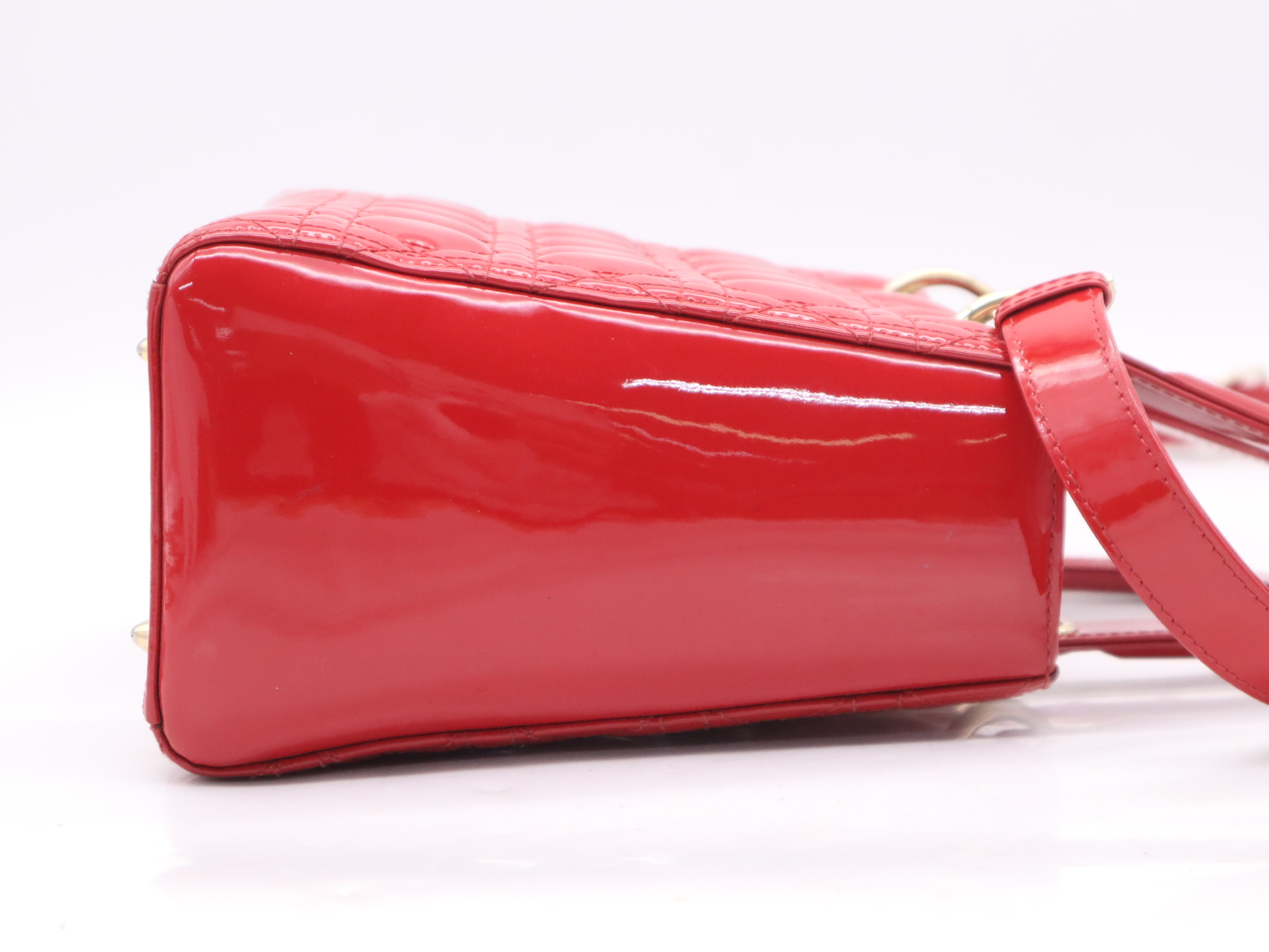 Lady Dior Cannage Red Handbag with Shoulder Strap — view 5