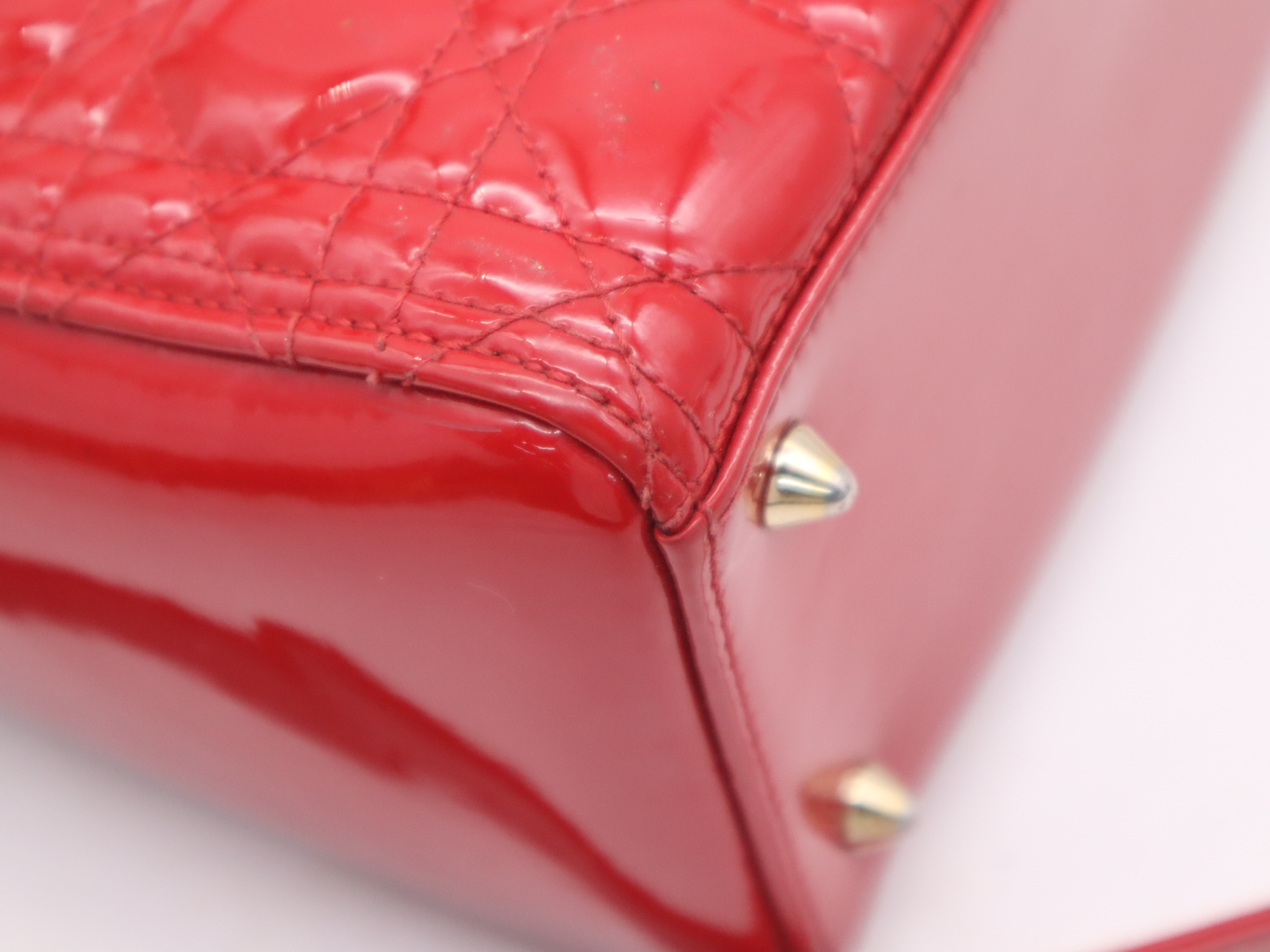 Lady Dior Cannage Red Handbag with Shoulder Strap — view 9