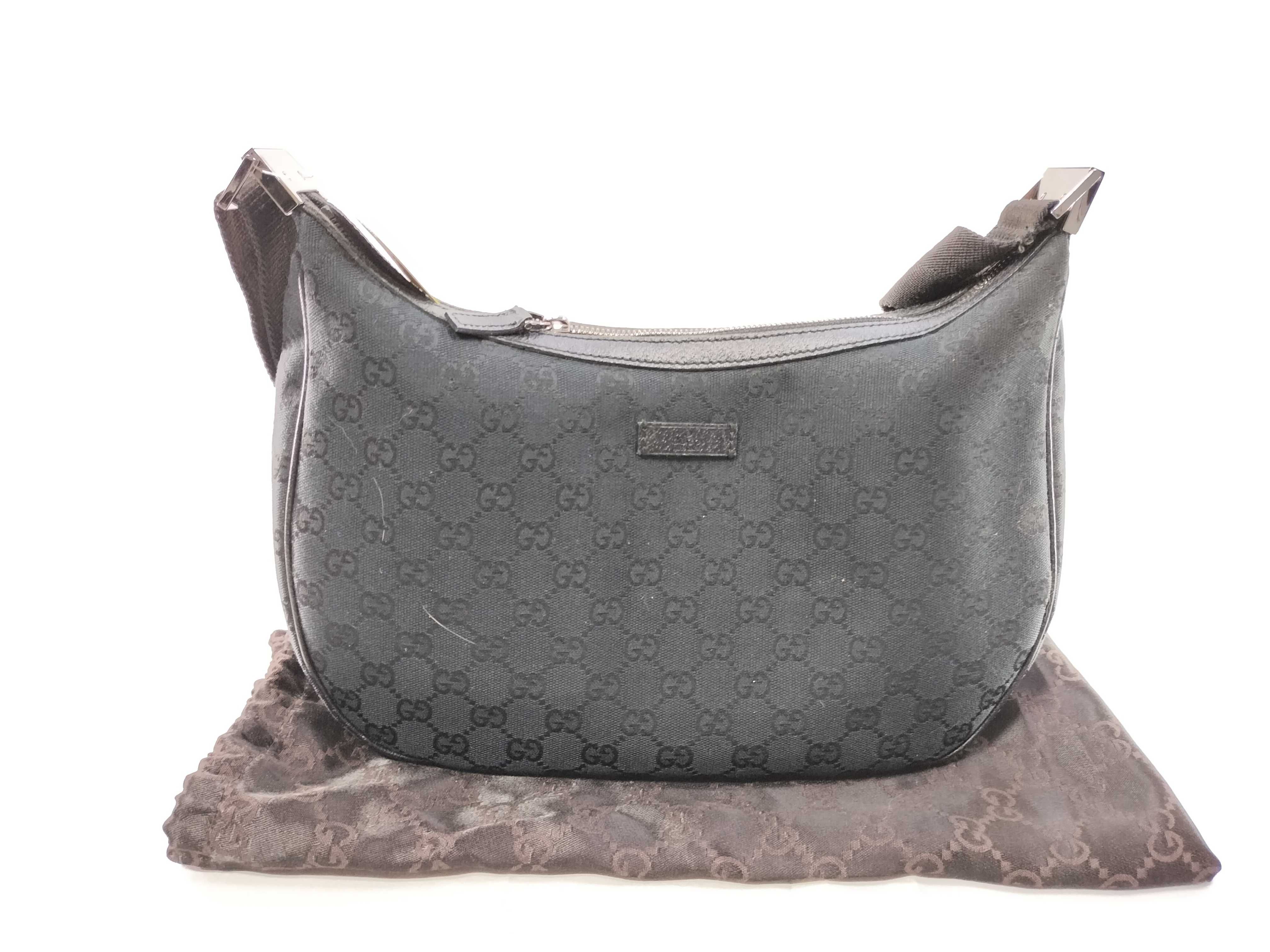 GG Canvas Shoulder Bag, Black, 122790 (Shoulder Bag)