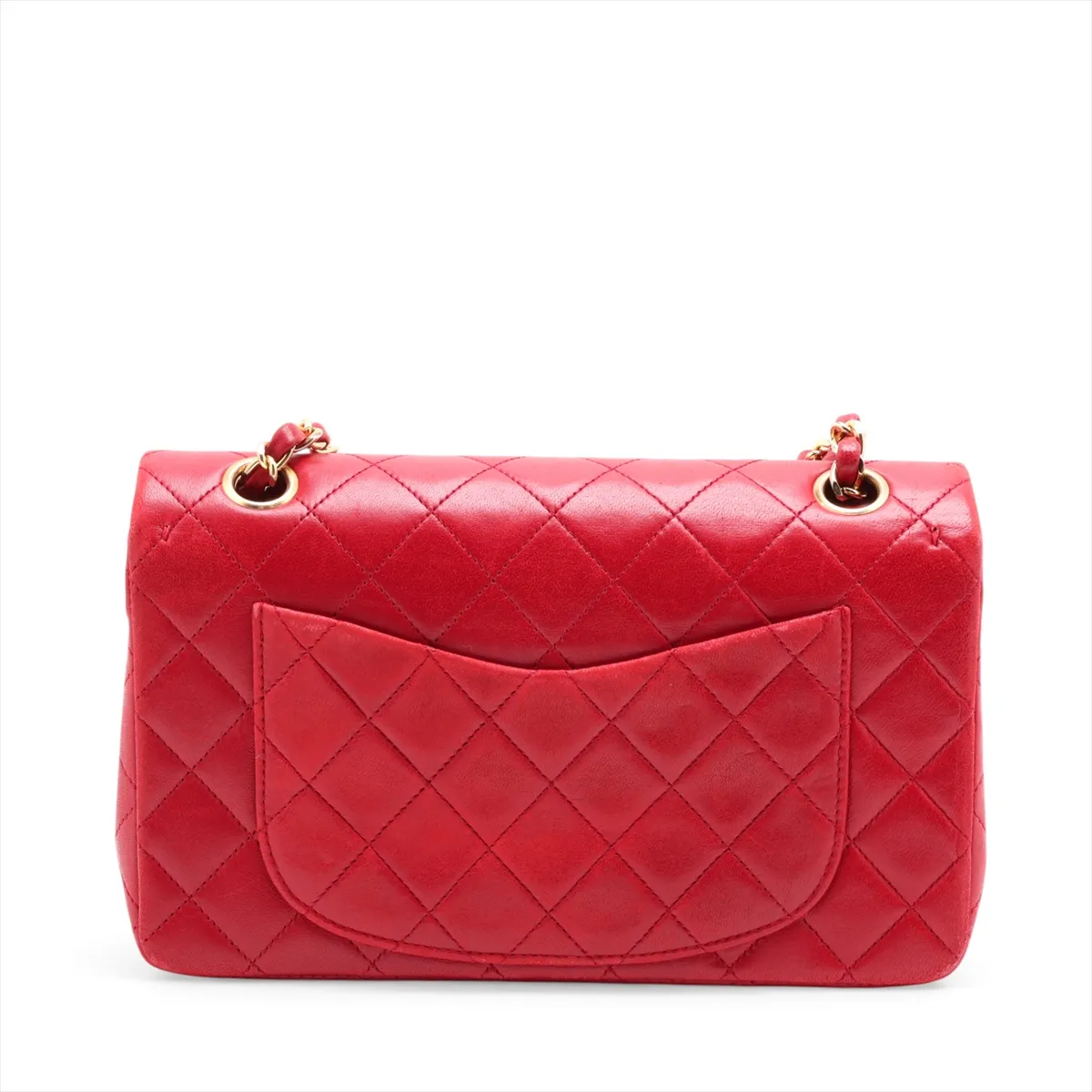 Matelassé 23 Small Lambskin Double Flap Double Chain Bag, Red with Gold Hardware, 1228686, Series 1, A01113 — view 2
