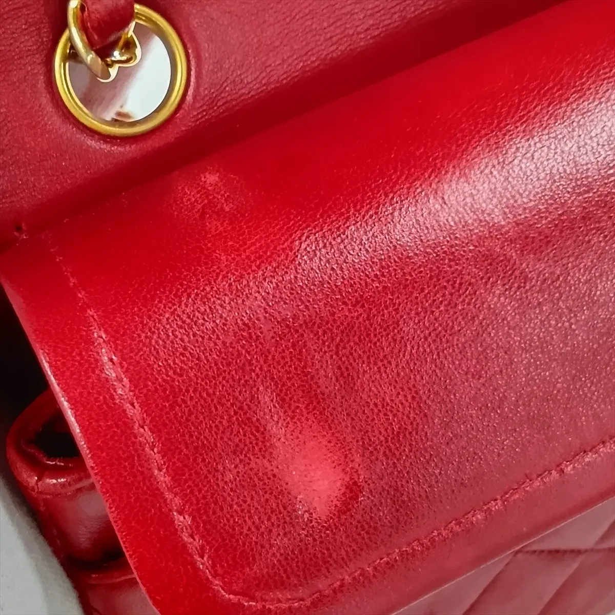 Matelassé 23 Small Lambskin Double Flap Double Chain Bag, Red with Gold Hardware, 1228686, Series 1, A01113 — view 15